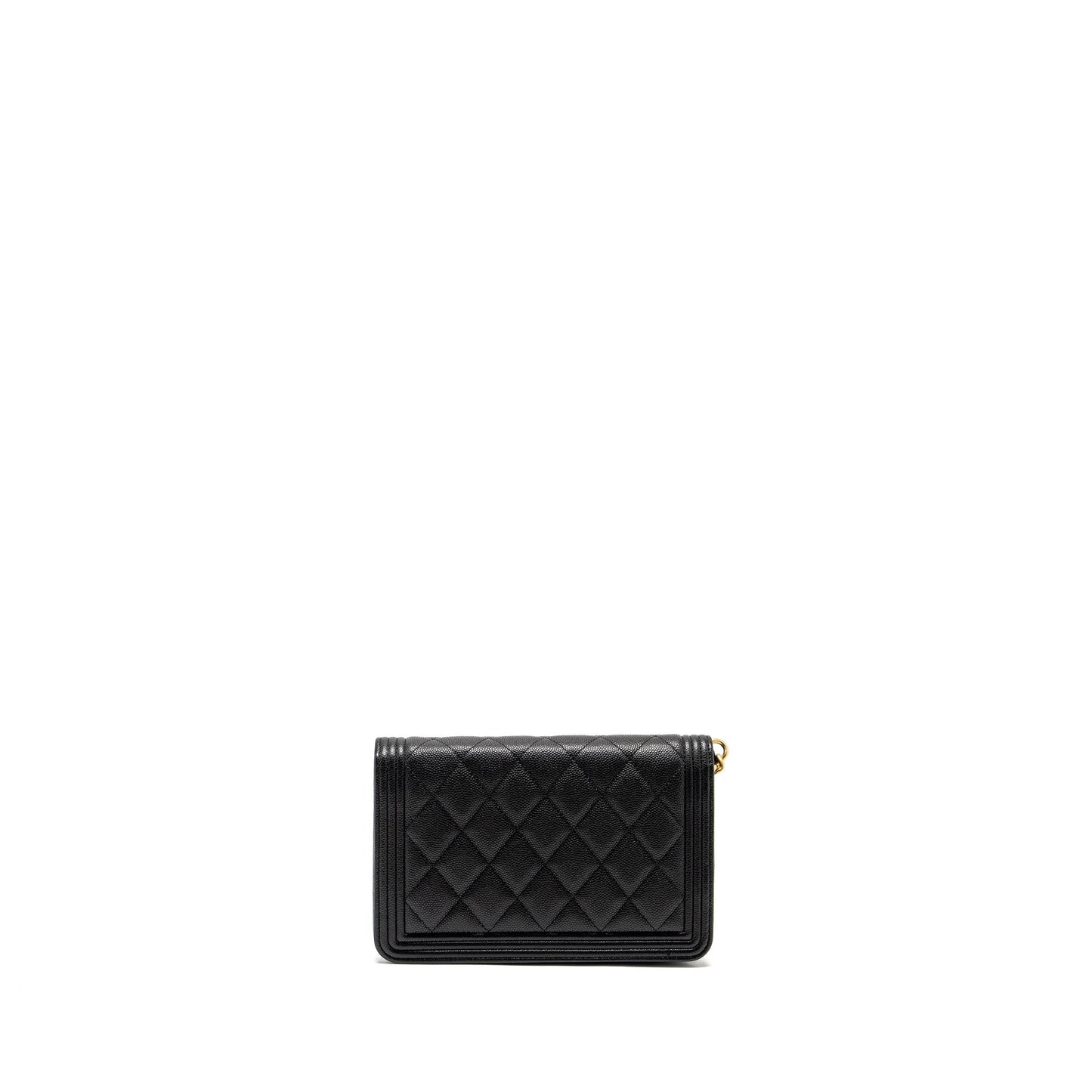Chanel Boy on caviar GHW Microchip Black Wallet Case