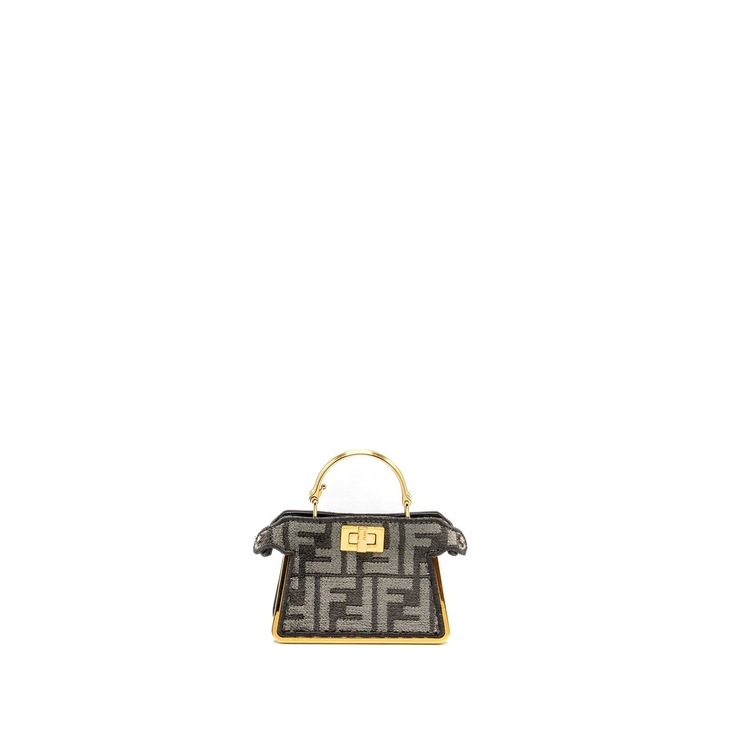 Fendi Nano Peekaboo Purse Fabric Dark Grey Gray Travel Bag