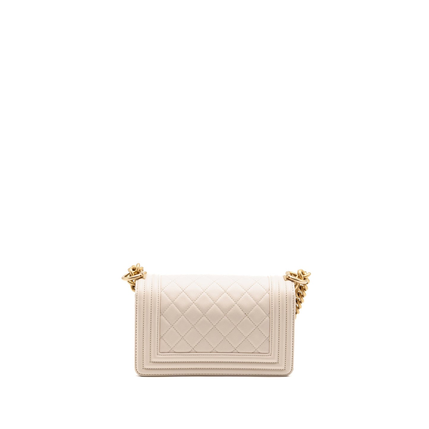 Chanel boy lambskin cream GHW White Small Handbag
