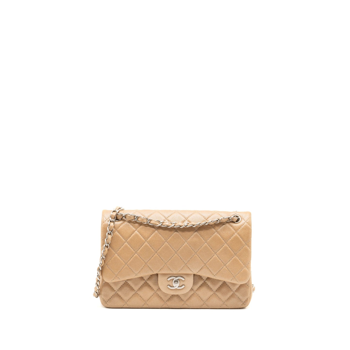Chanel classic jumbo double flap caviar iridescent Pink Beige Shoulder Bag