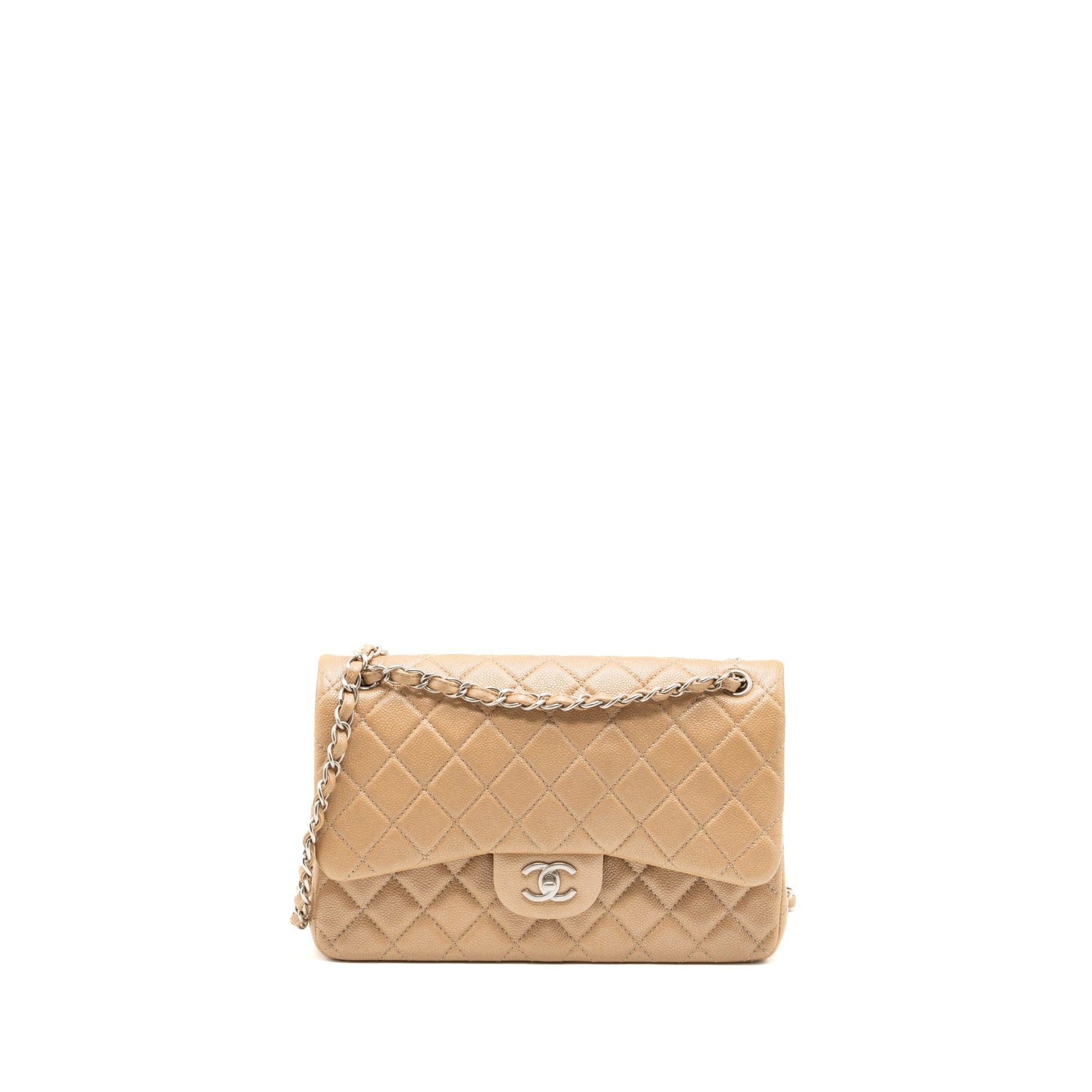Chanel classic jumbo double flap caviar iridescent Pink Beige Shoulder Bag