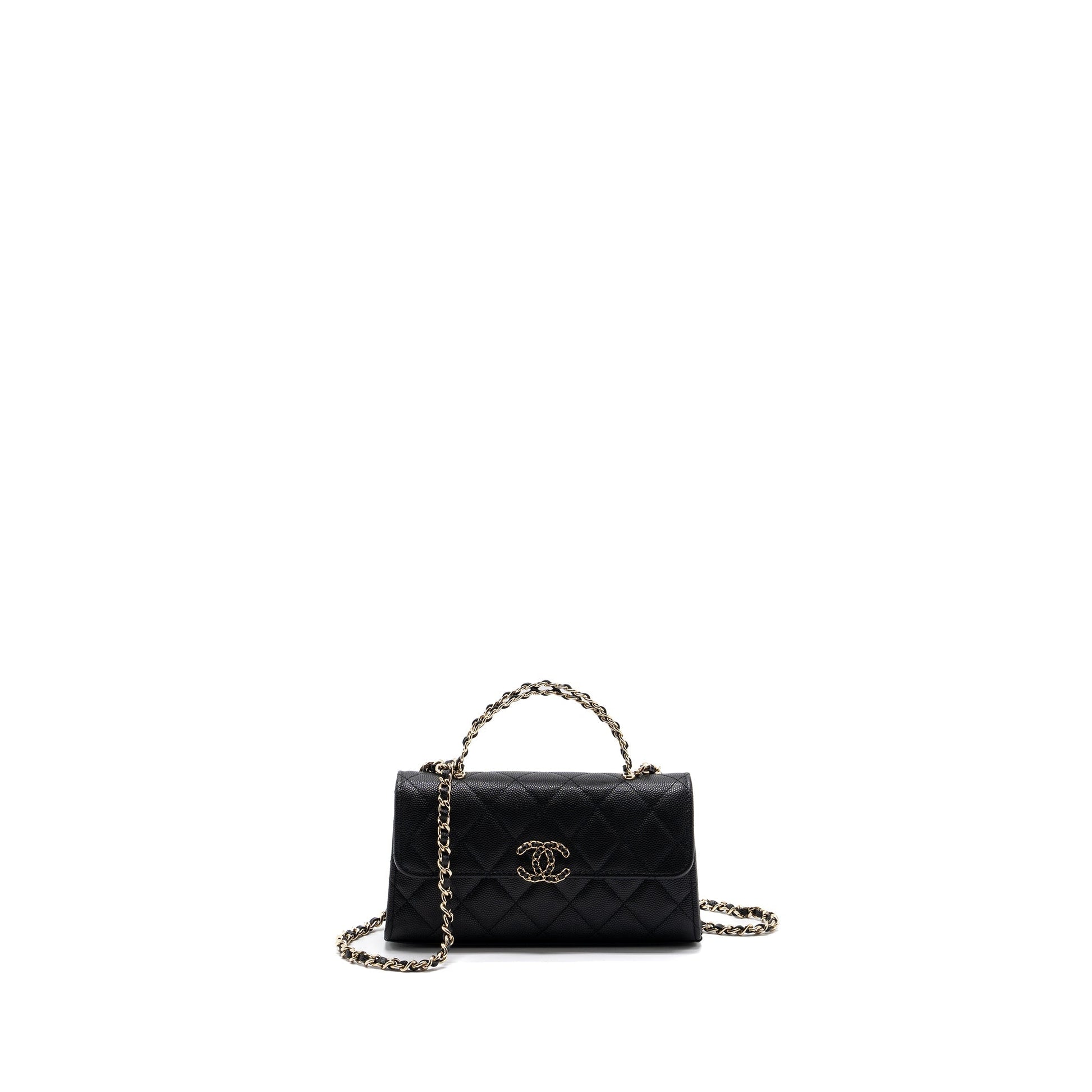 Chanel top handle flap caviar LGHW microchip Black Shoulder Bag