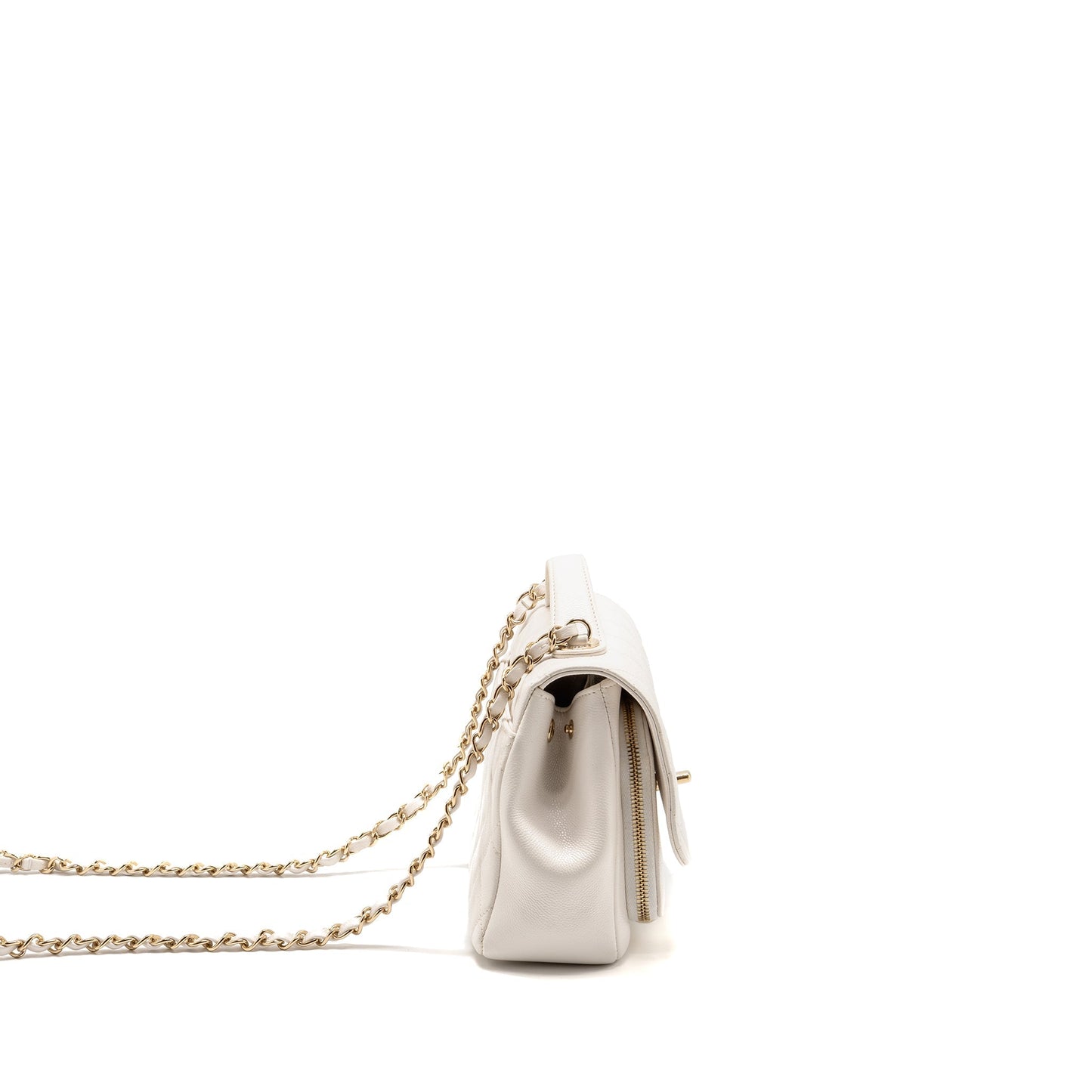 Chanel Business Affinity Caviar LGHW White Handbag