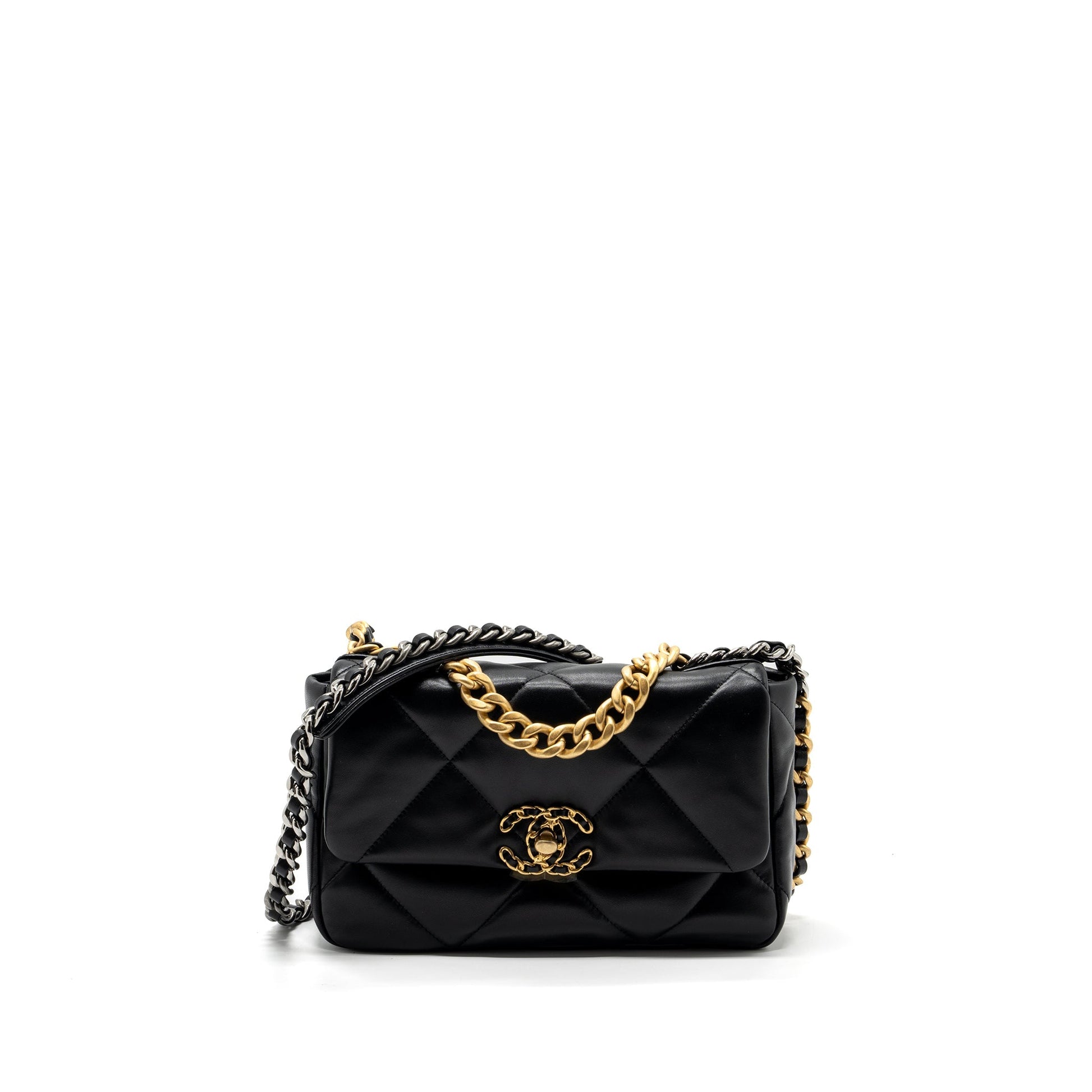 Chanel 19 Lambskin Hardware Microchip Multicolour Black Small Handbag Microchip 3