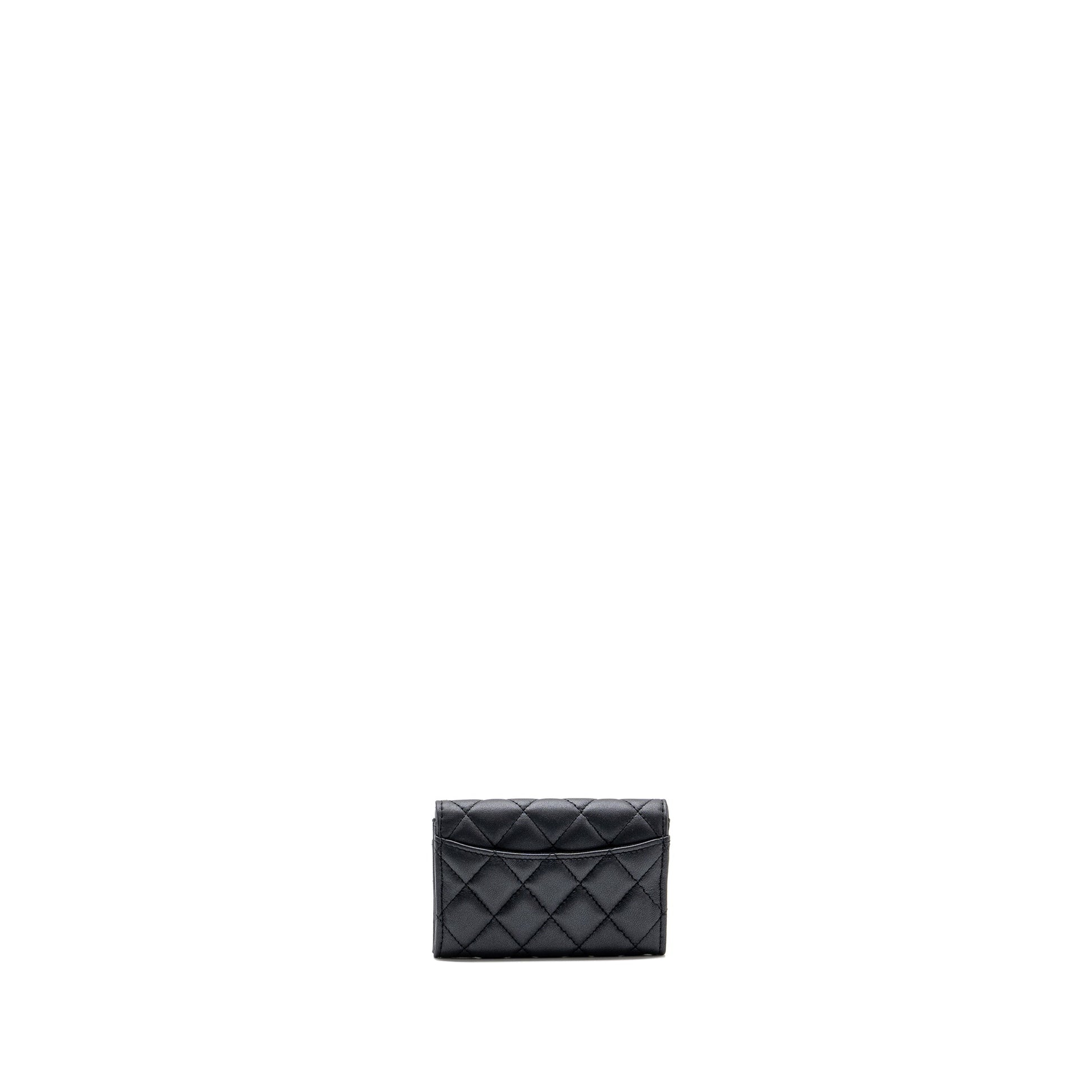Chanel Classic Flap Card Holder Lambskin So Black Wallet Case