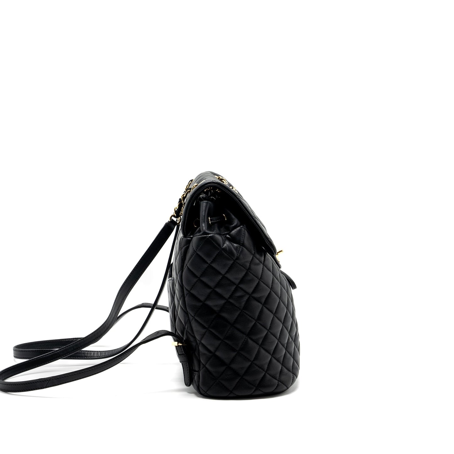 Chanel quilted flap backpack lambskin GHW Black