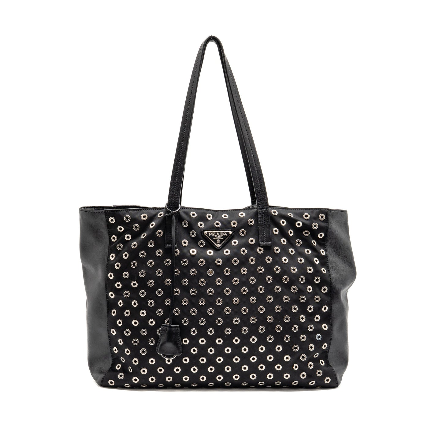 Prada Purse Lambskin Fabric Handbag Black Mini Travel Bag