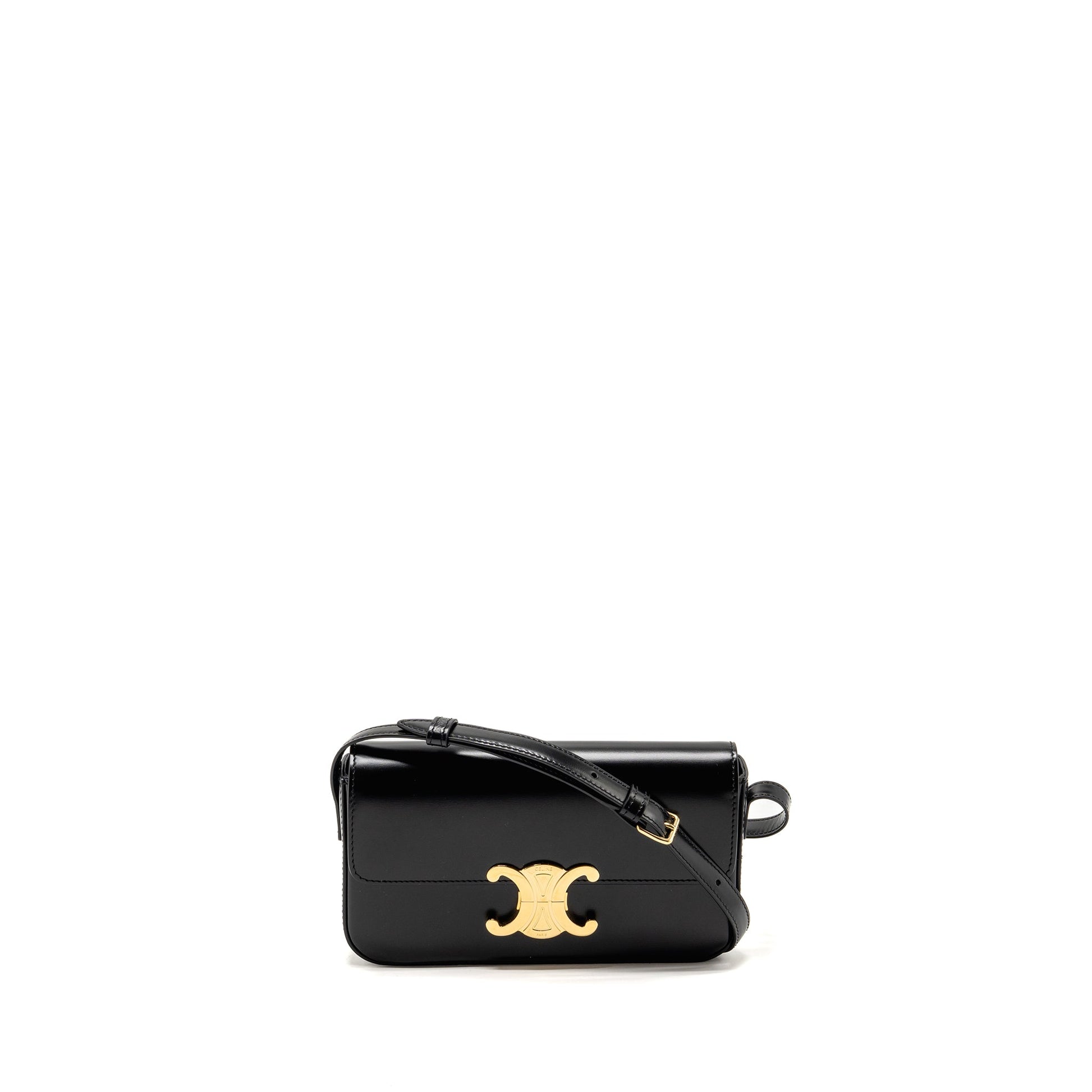 Triomphe Purse Calfskin Handbag Black Mini Travel Bag