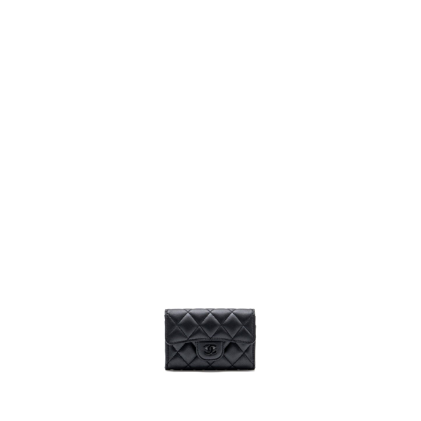 Chanel Classic Flap Card Holder Lambskin So Black Wallet Case
