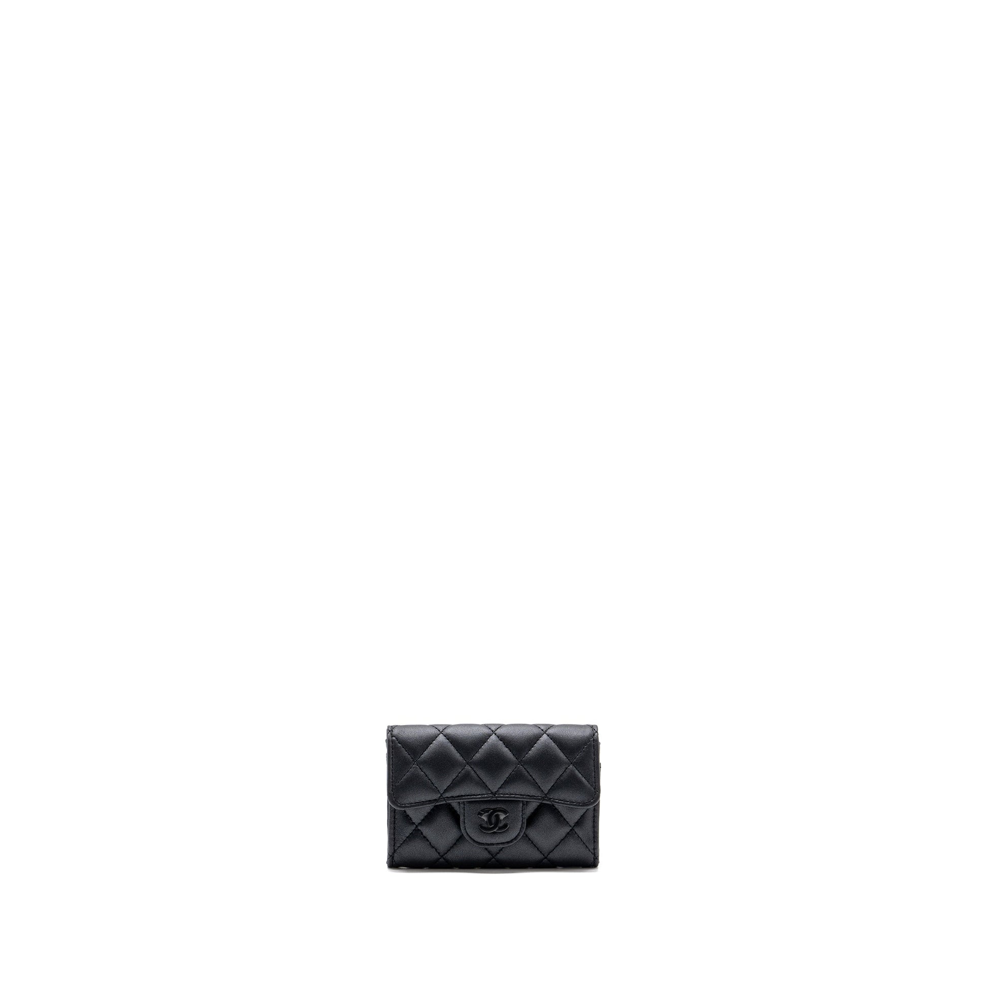 Chanel Classic Flap Card Holder Lambskin So Black Wallet Case