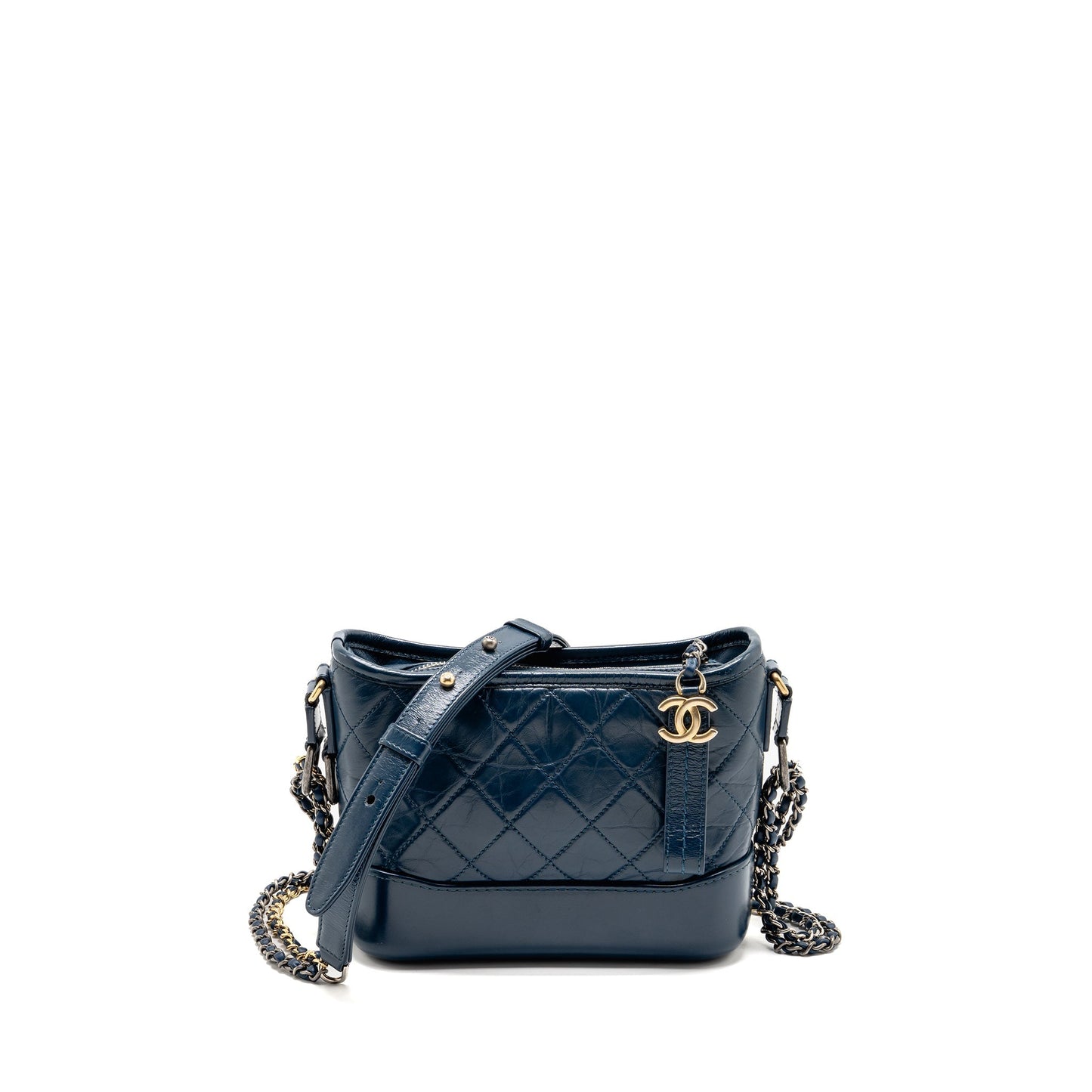 Chanel Gabrielle Hobo Aged Calfskin Multicoloured Hardware Blue Small Shoulder Bag