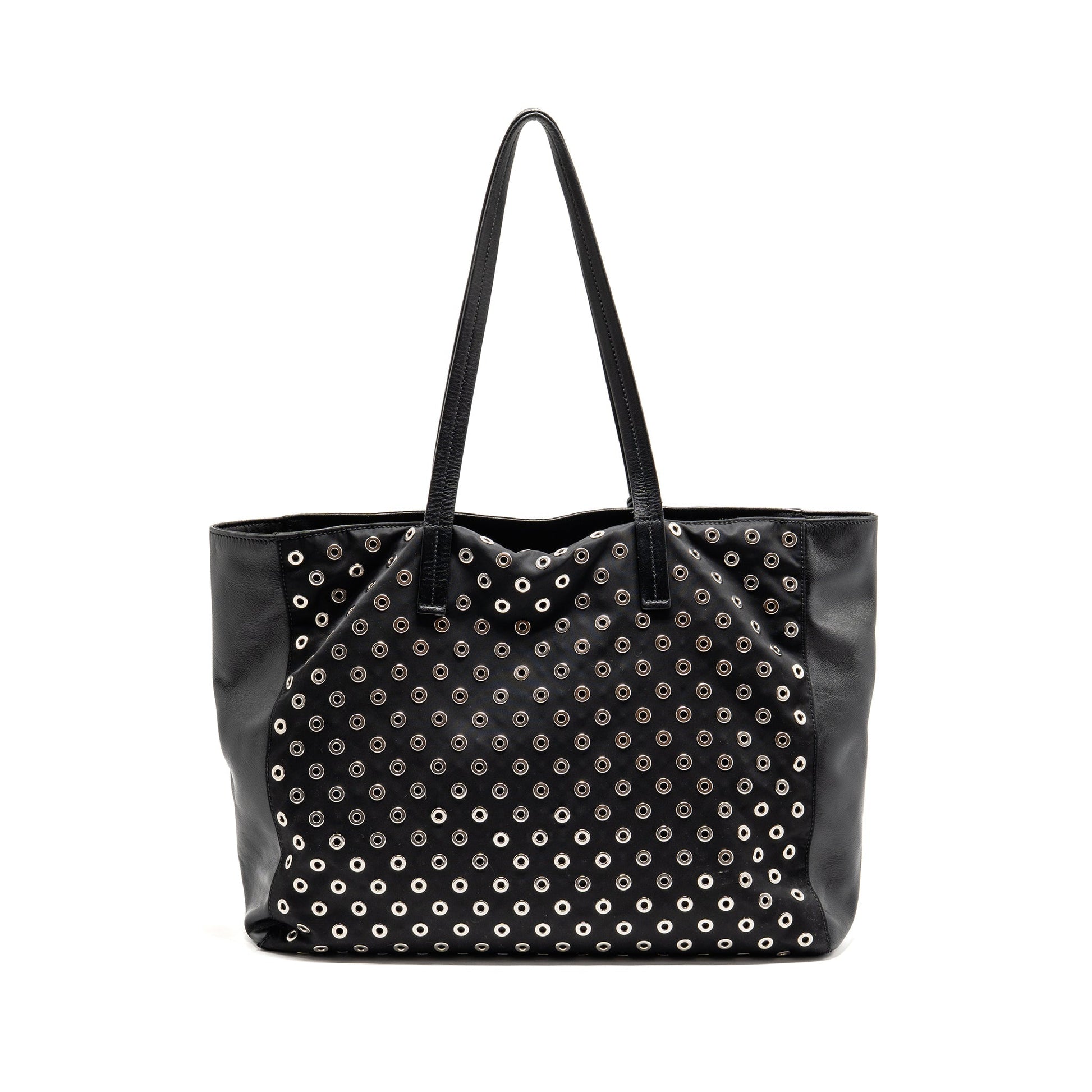 Prada Purse Lambskin Fabric Handbag Black Mini Travel Bag