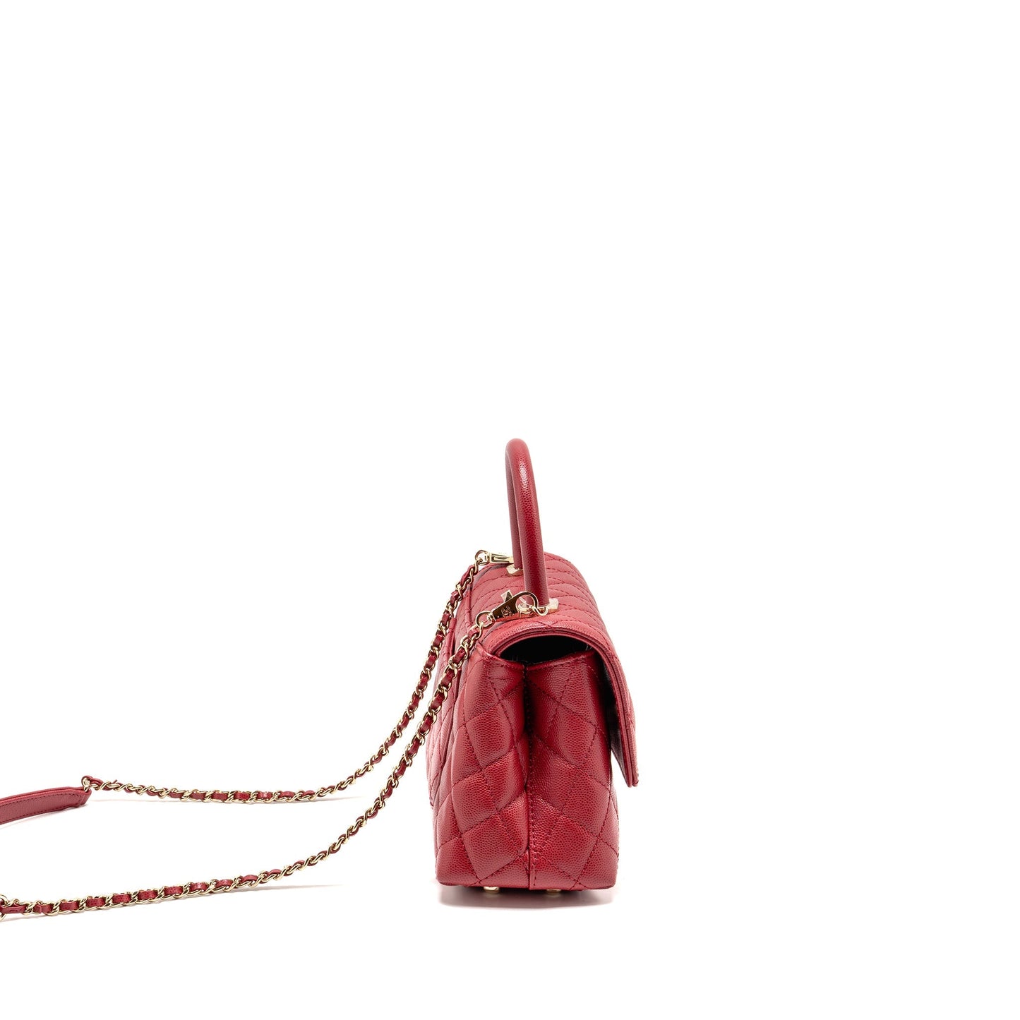 Chanel Coco handle caviar LGHW microchip Red Small Handbag