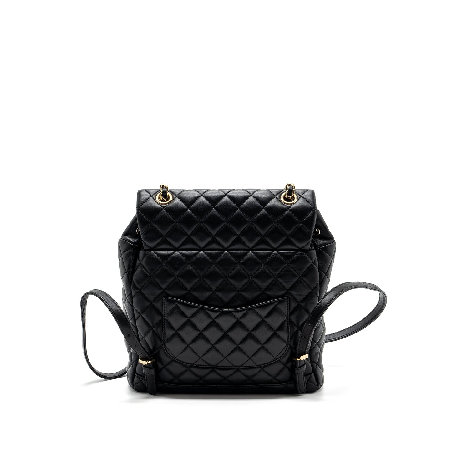 Chanel quilted flap backpack lambskin GHW Black
