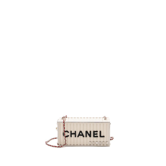 Chanel Paris-Hamburg runway container SHW Black White Red Clutch Bag