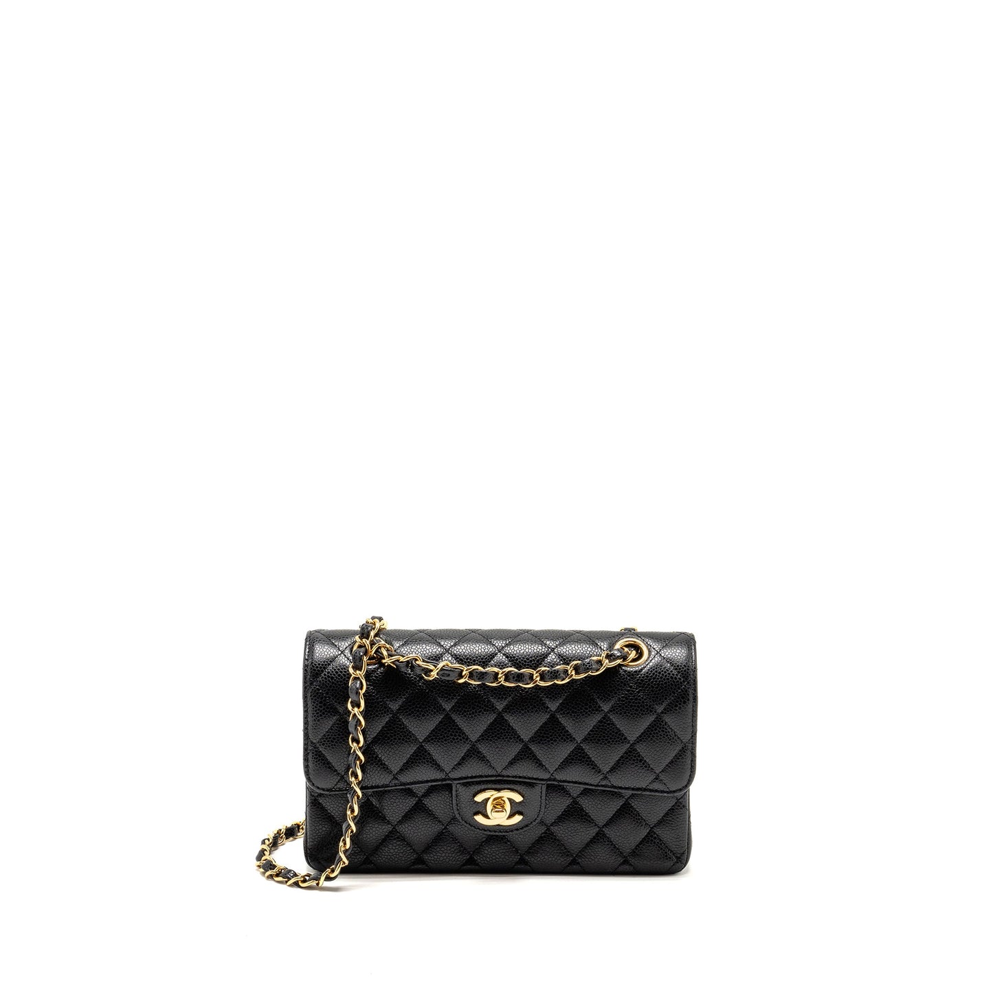 Chanel Classic Double Flap Caviar GHW Microchip Black Small Shoulder Bag Microchip 11
