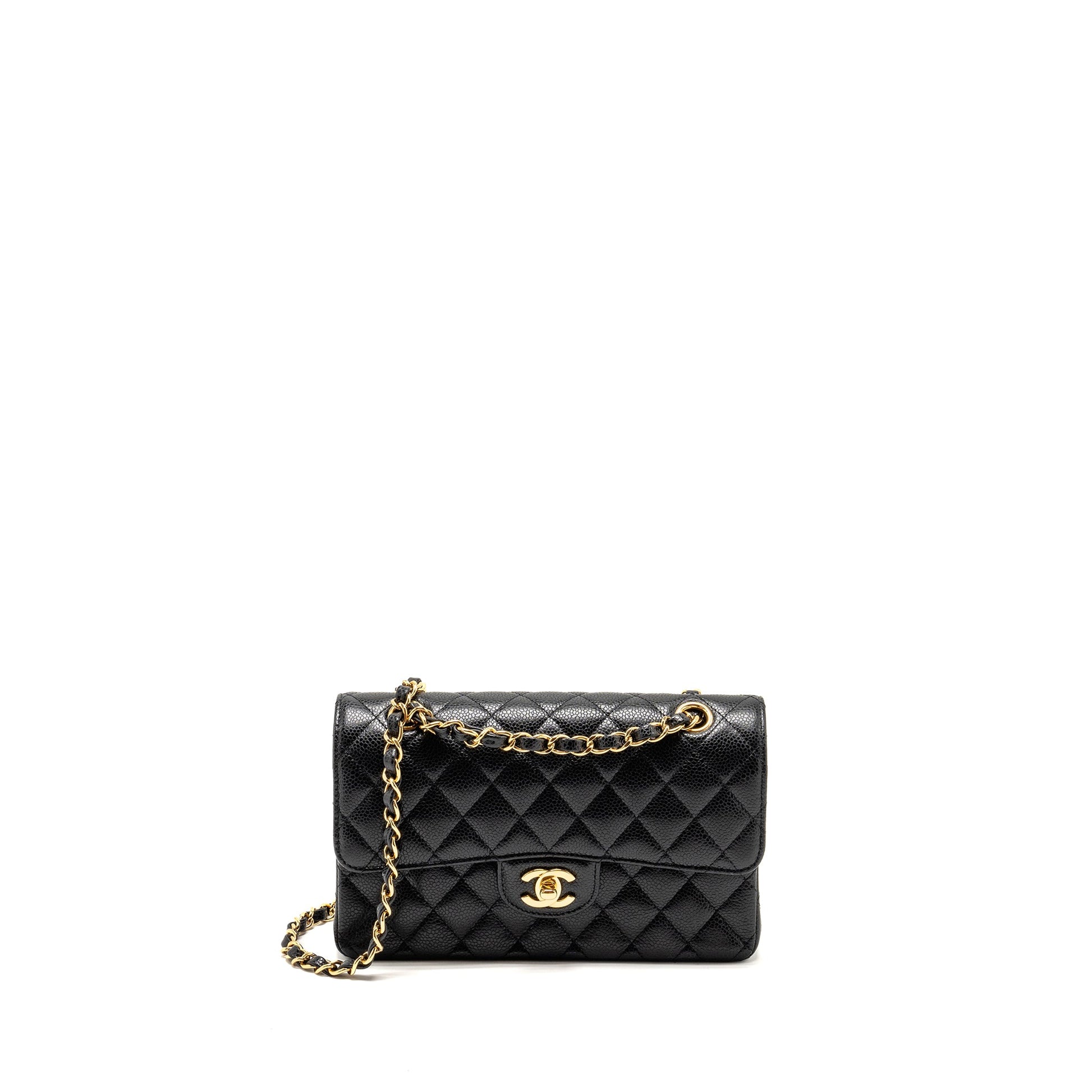 Chanel Classic Double Flap Caviar GHW Microchip Black Small Shoulder Bag Microchip 11