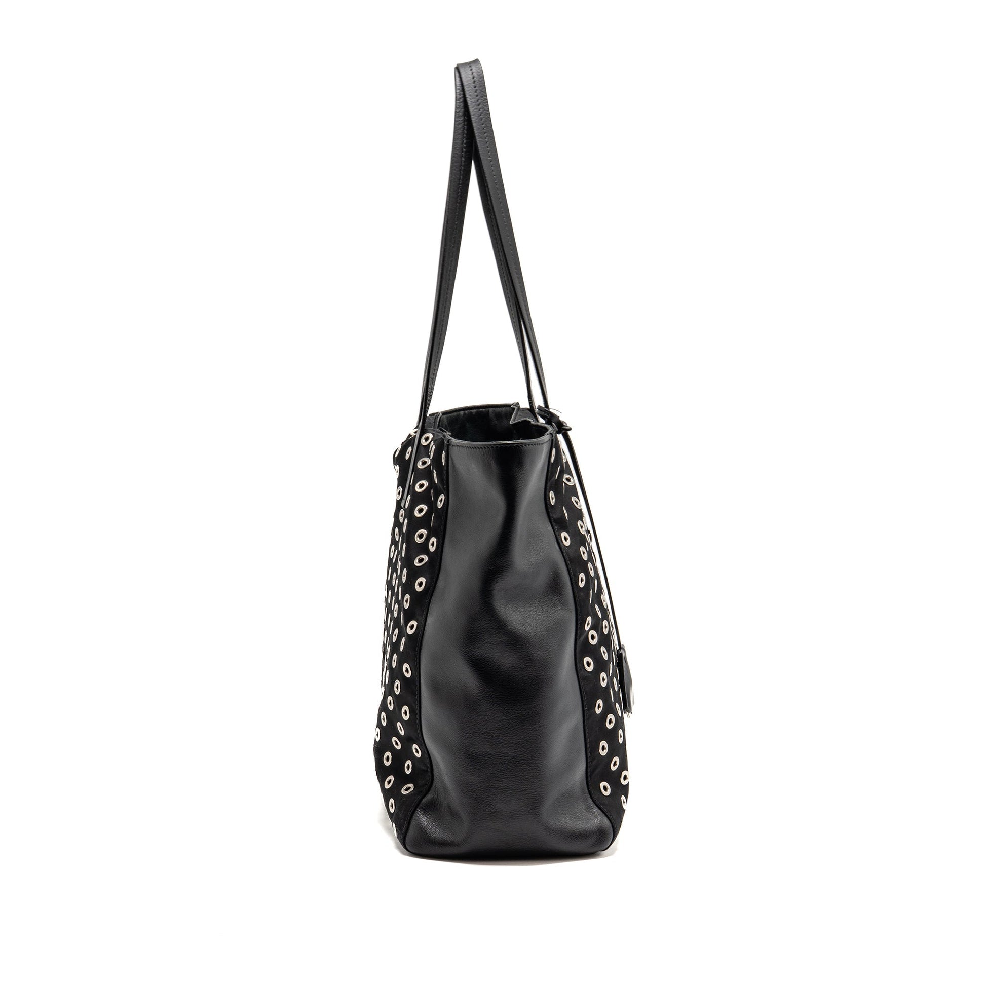 Prada Purse Lambskin Fabric Handbag Black Mini Travel Bag