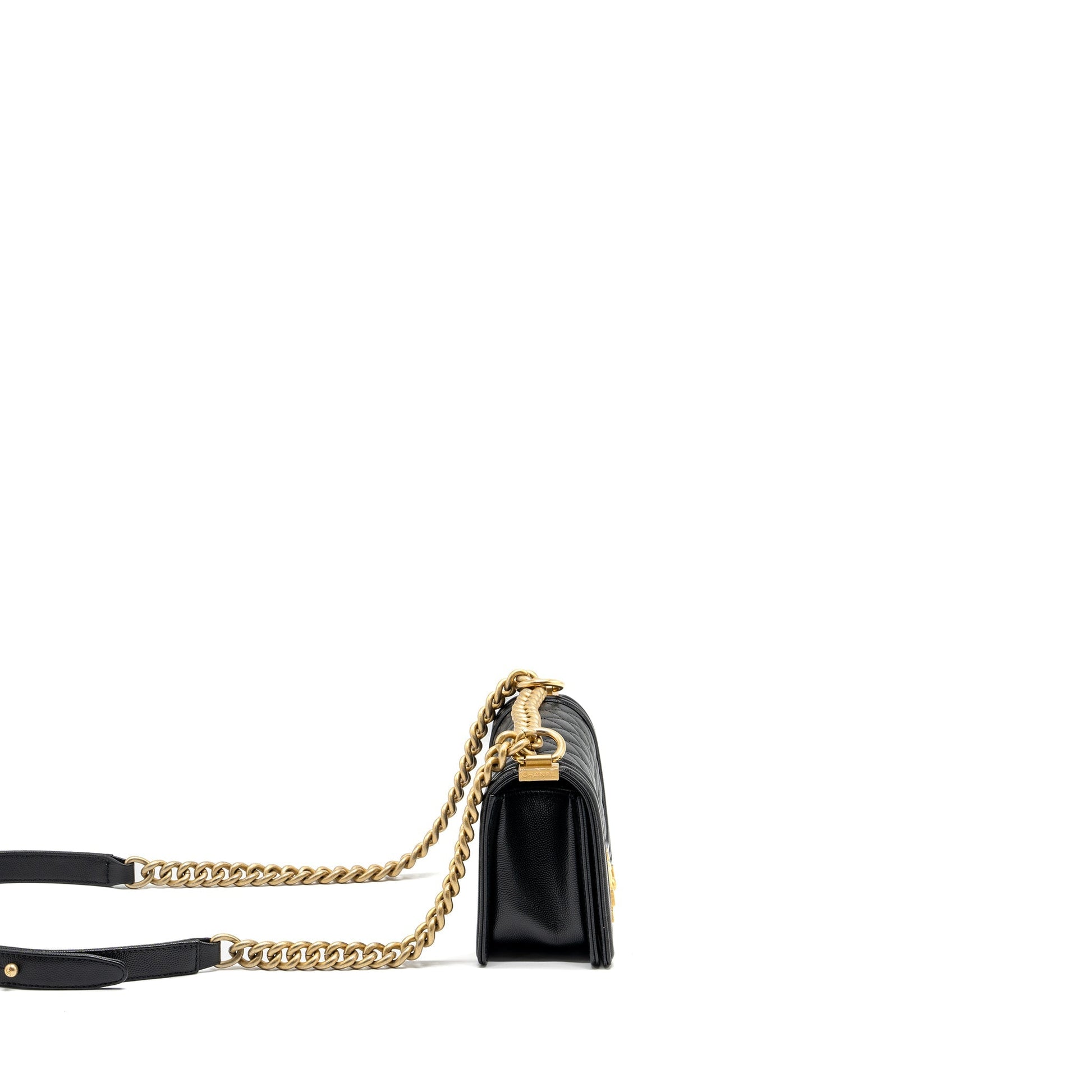 Chanel boy caviar GHW Microchip Black Small Handbag Ghw Microchip