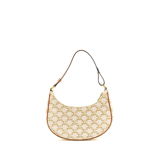Celine Medium Ava Purse Triomphe Calfskin Handbag Canvas White Travel Bag