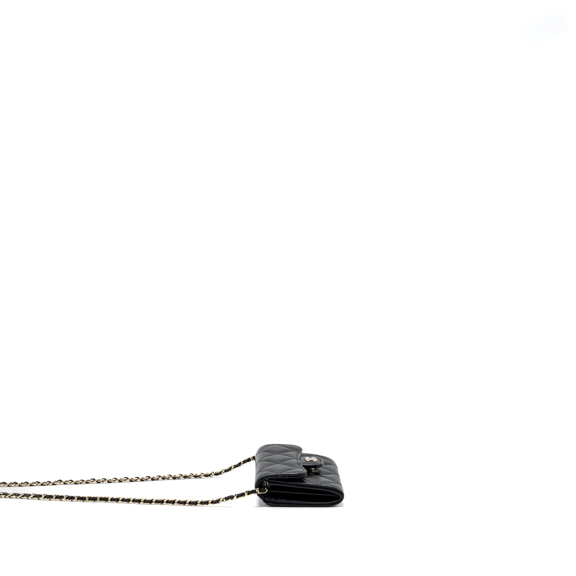 Chanel Card Holder Caviar LGHW Black Wallet Case