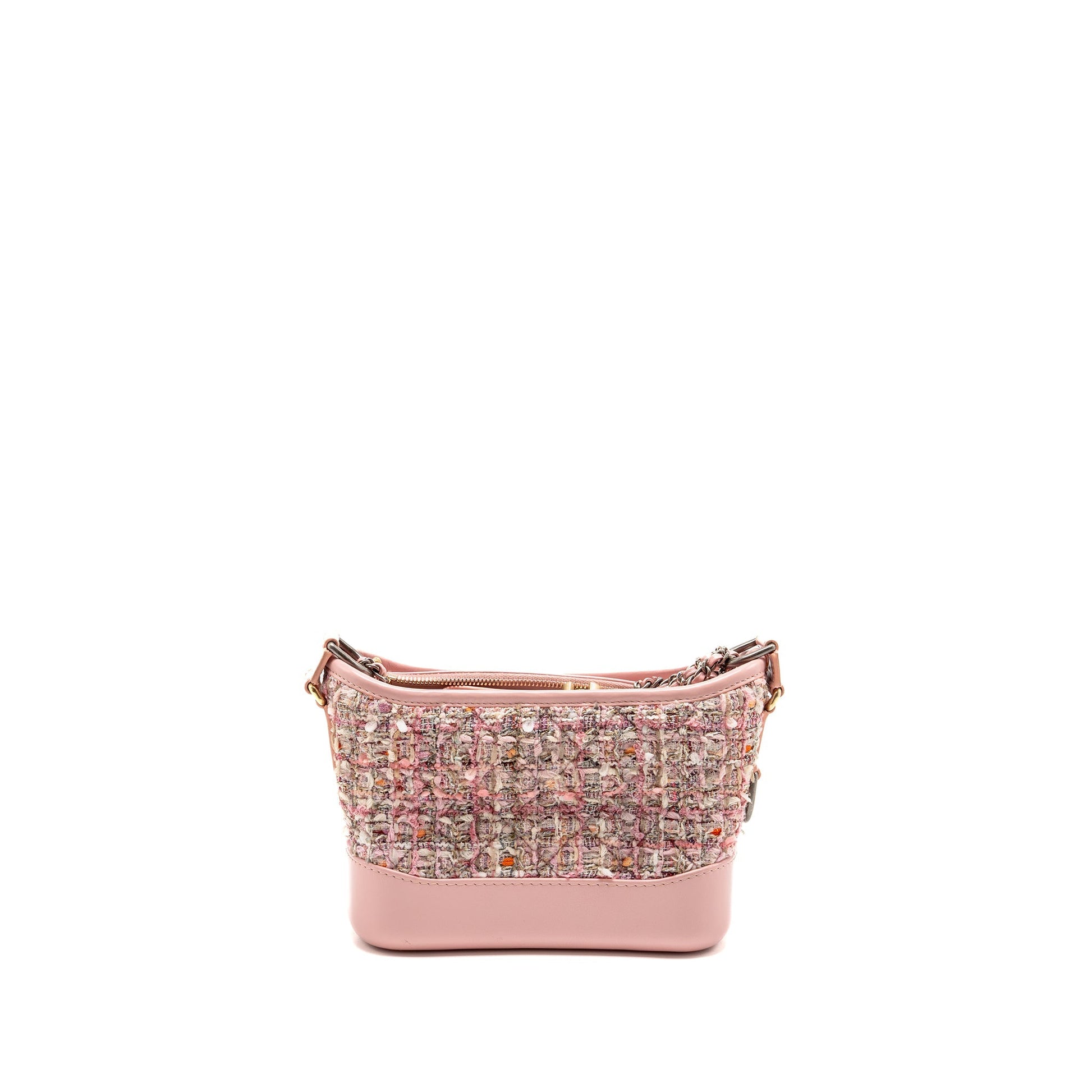 Chanel Gabrielle Hobo Tweed Shiny Calfskin Multicoloured Pink Small Shoulder Bag