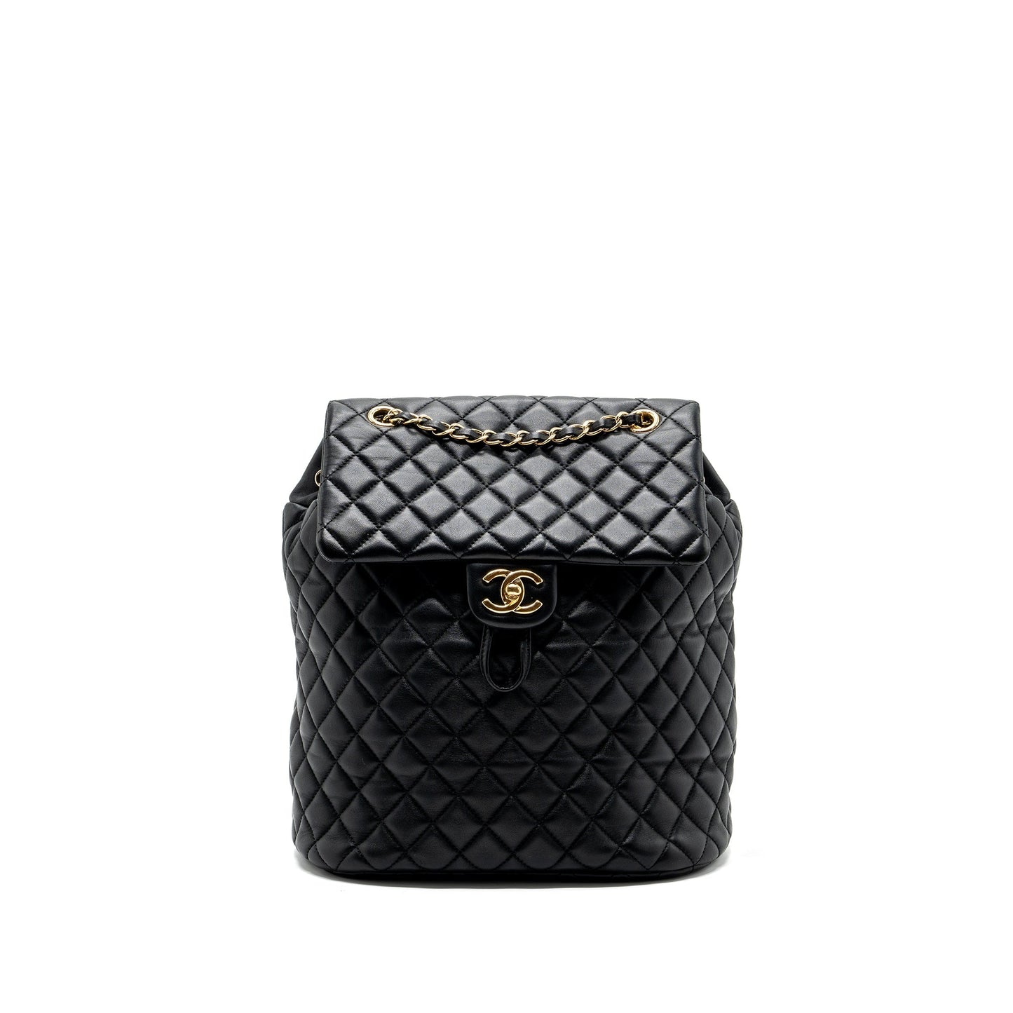 Chanel quilted flap backpack lambskin GHW Black