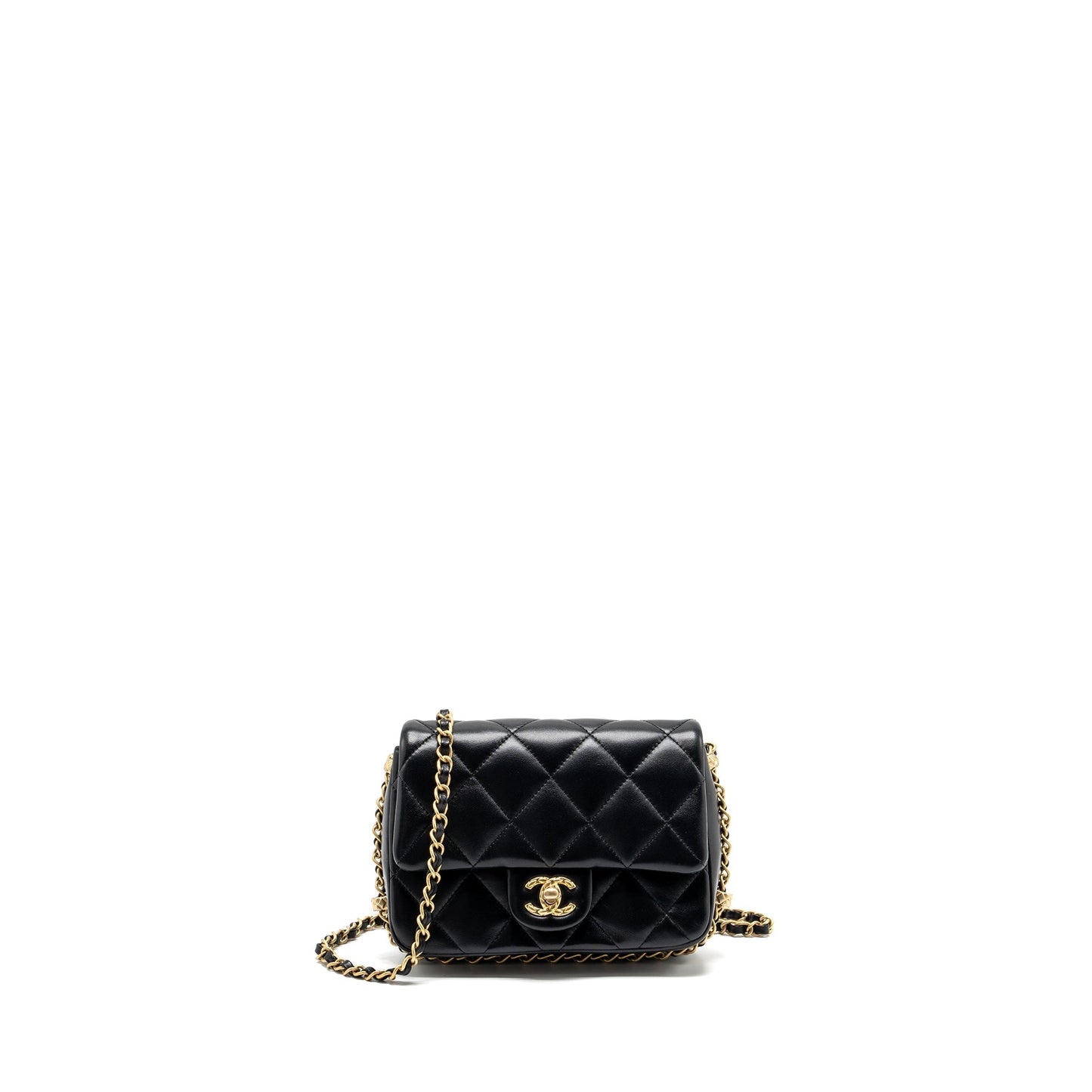 Chanel Quilted flap detailed logo lambskin GHW Black Shoulder Bag