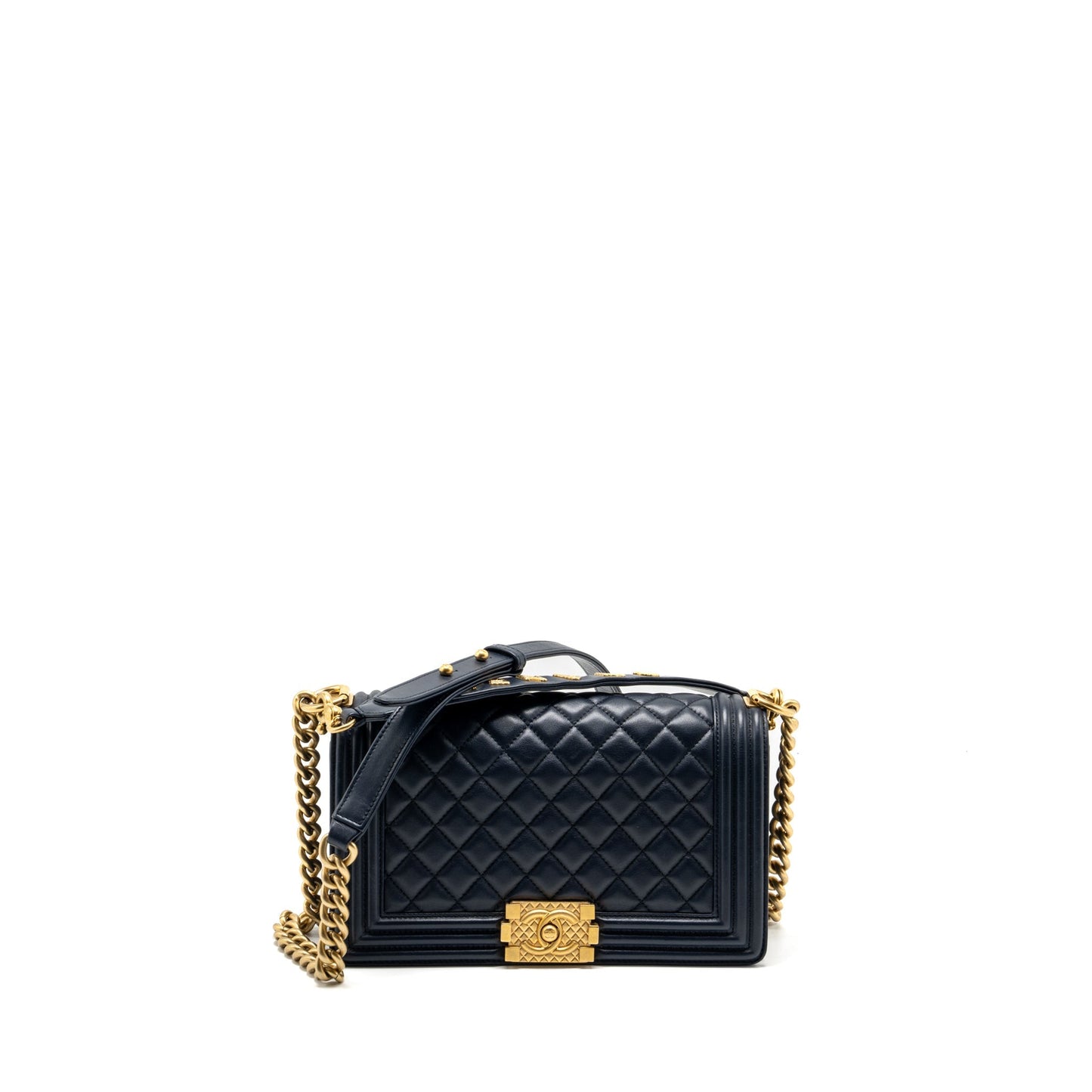 Chanel 20B boy top handle Calfskin navy Handbag
