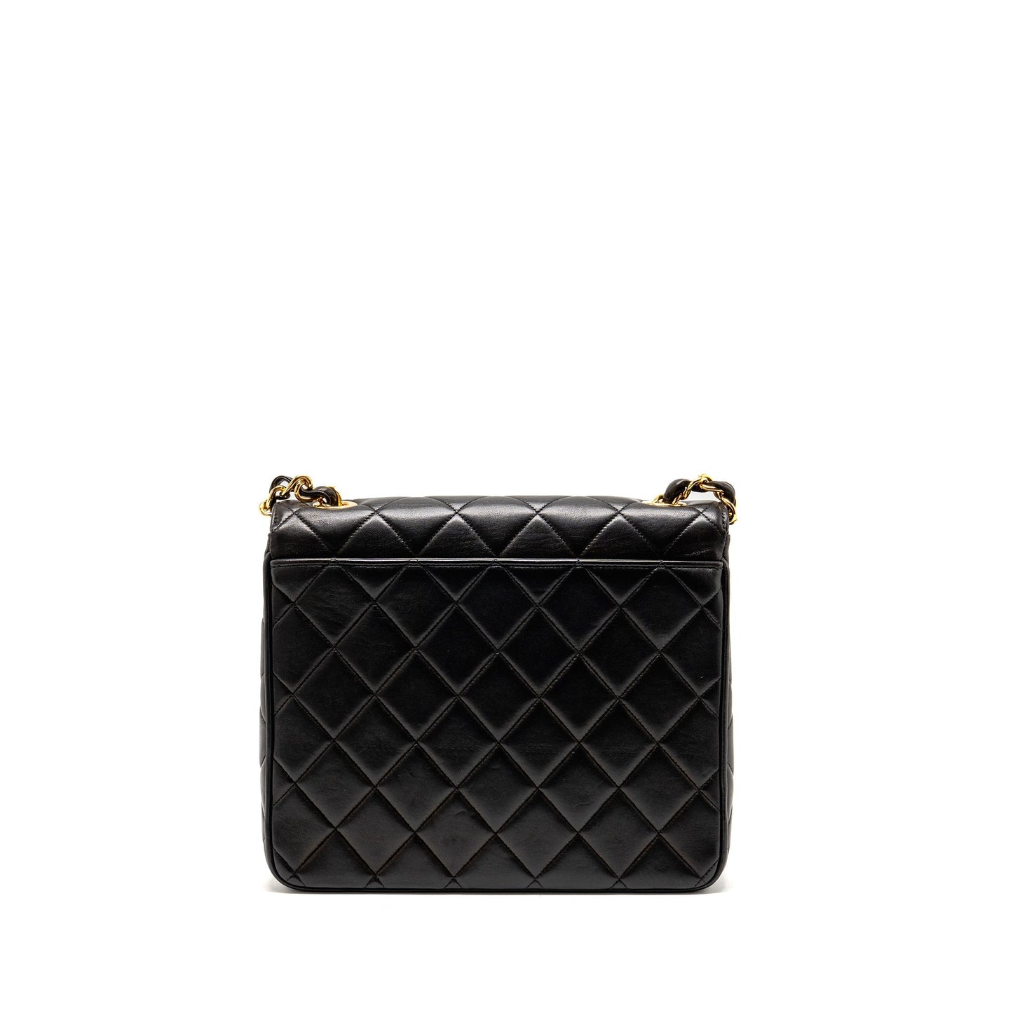 Chanel Square Flap Lambskin GHW Black Shoulder Bag 6
