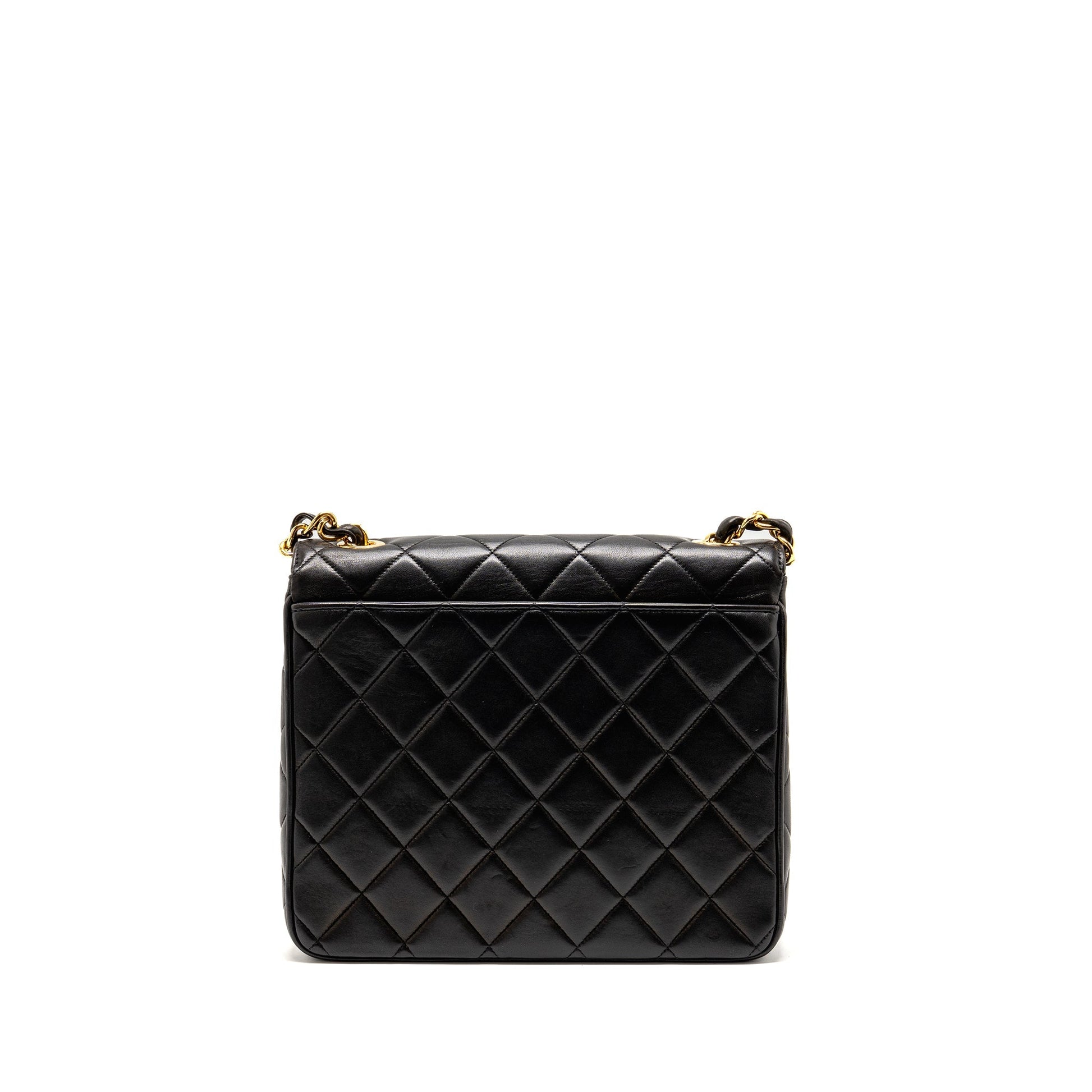 Chanel Square Flap Lambskin GHW Black Shoulder Bag 6