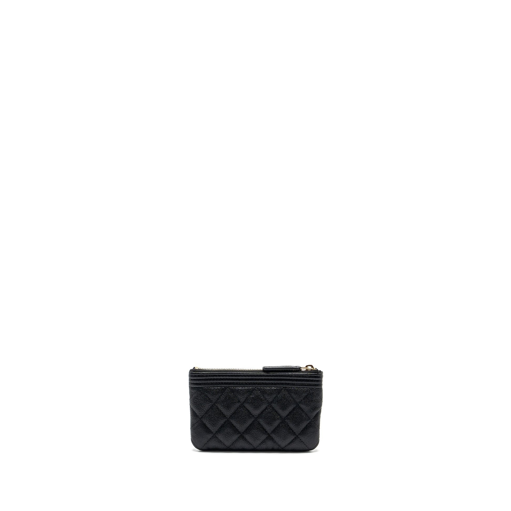 Chanel Boy Zip Shiny Grained Calfskin GHW Black Small Handbag
