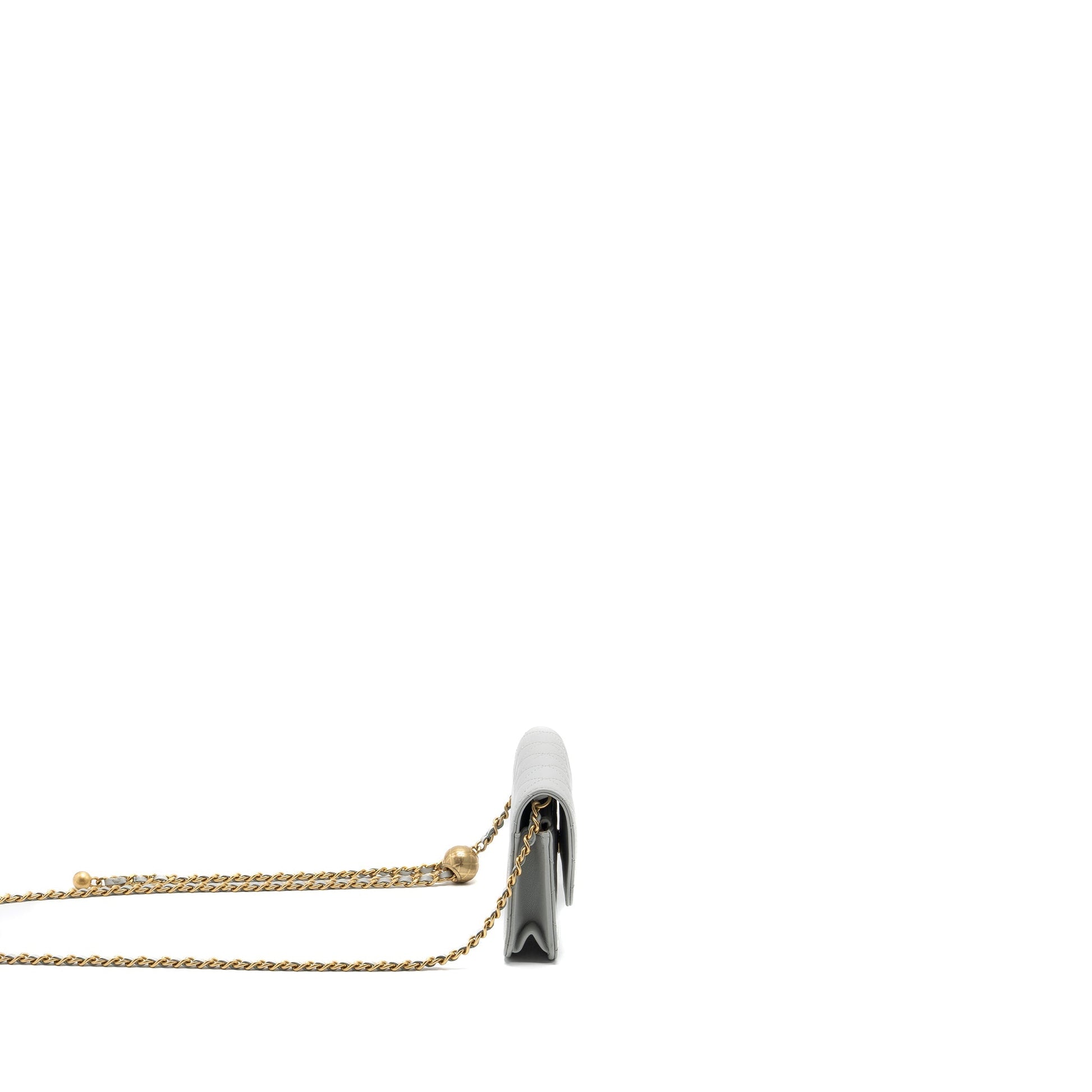 Chanel Pearl Crush On Lambskin Light Brushed Grey Wallet Case Brushed Ghwmicrochip
