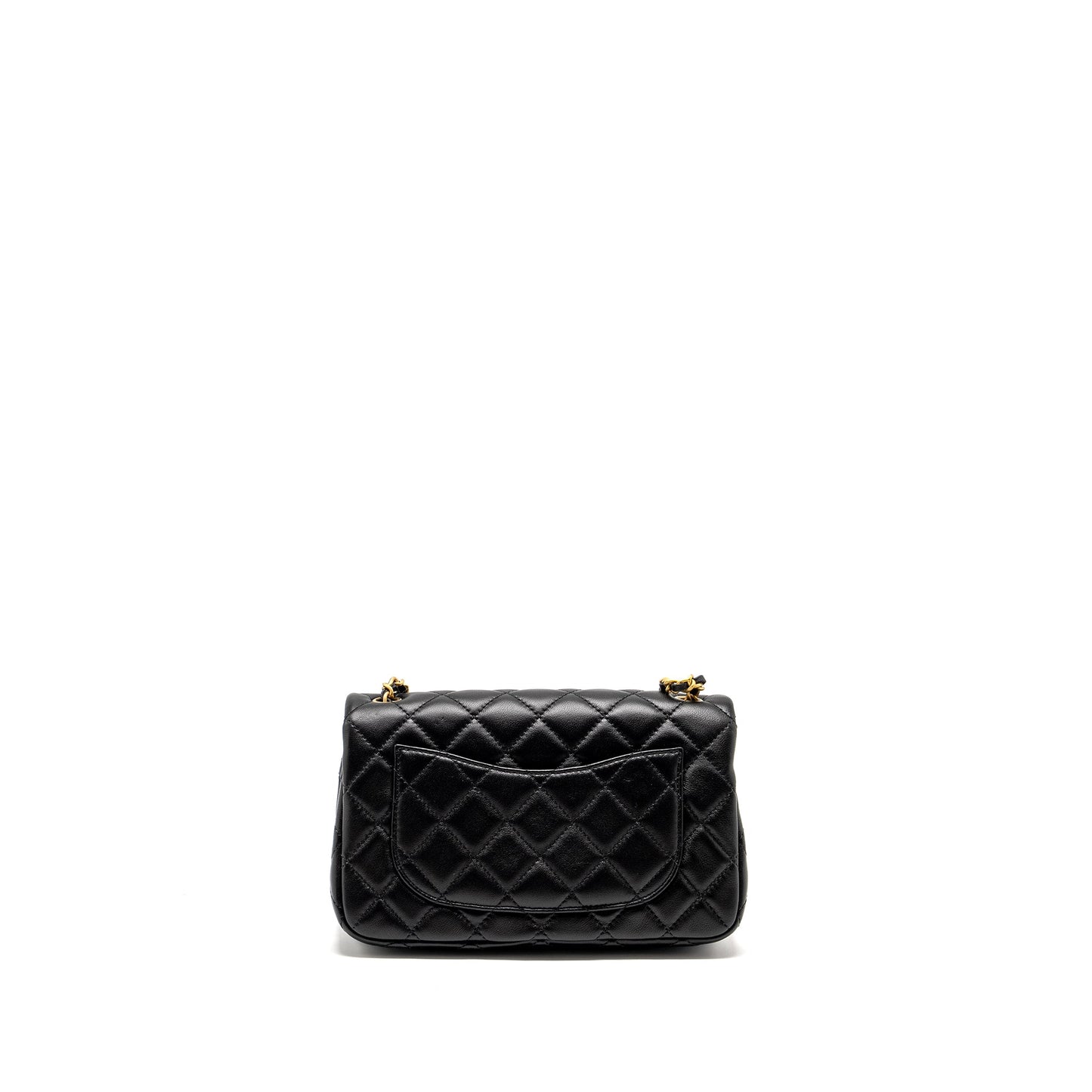 Chanel Pearl Crush Rectangular flap lambskin GHW Black Shoulder Bag Ghw Microchip