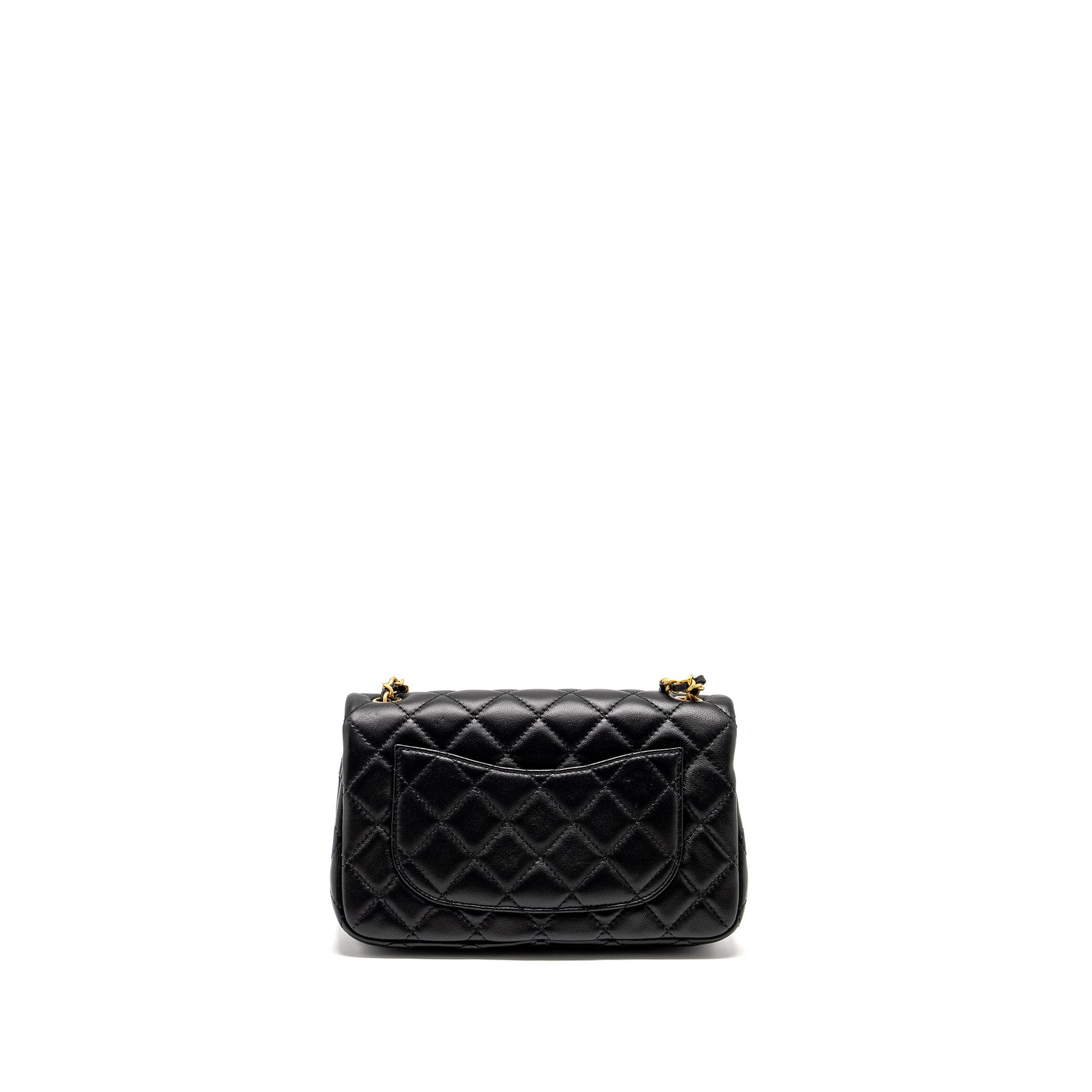 Chanel Pearl Crush Rectangular flap lambskin GHW Black Shoulder Bag Ghw Microchip