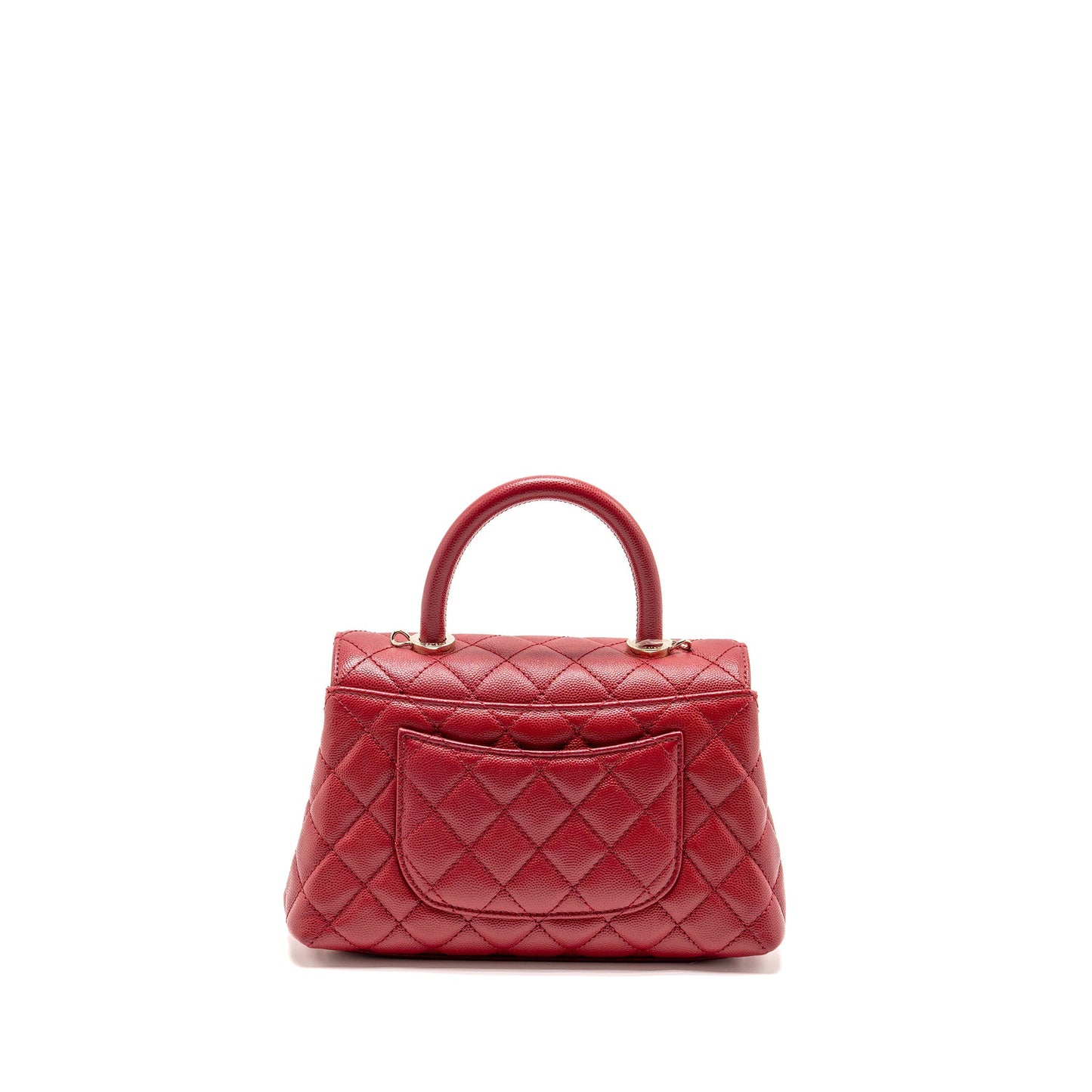 Chanel Coco handle caviar LGHW microchip Red Small Handbag