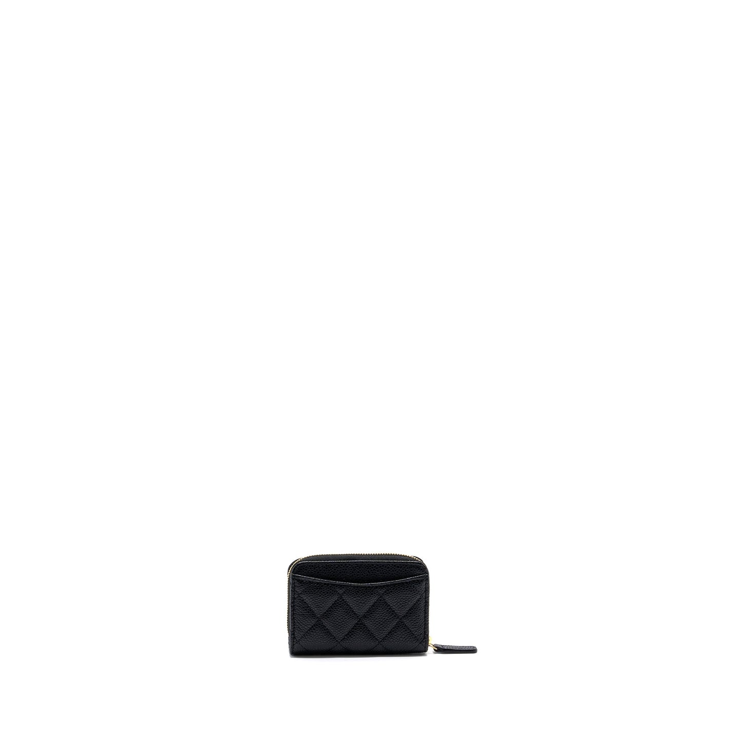Chanel quilted zipper card holder caviar GHW Black Wallet Case