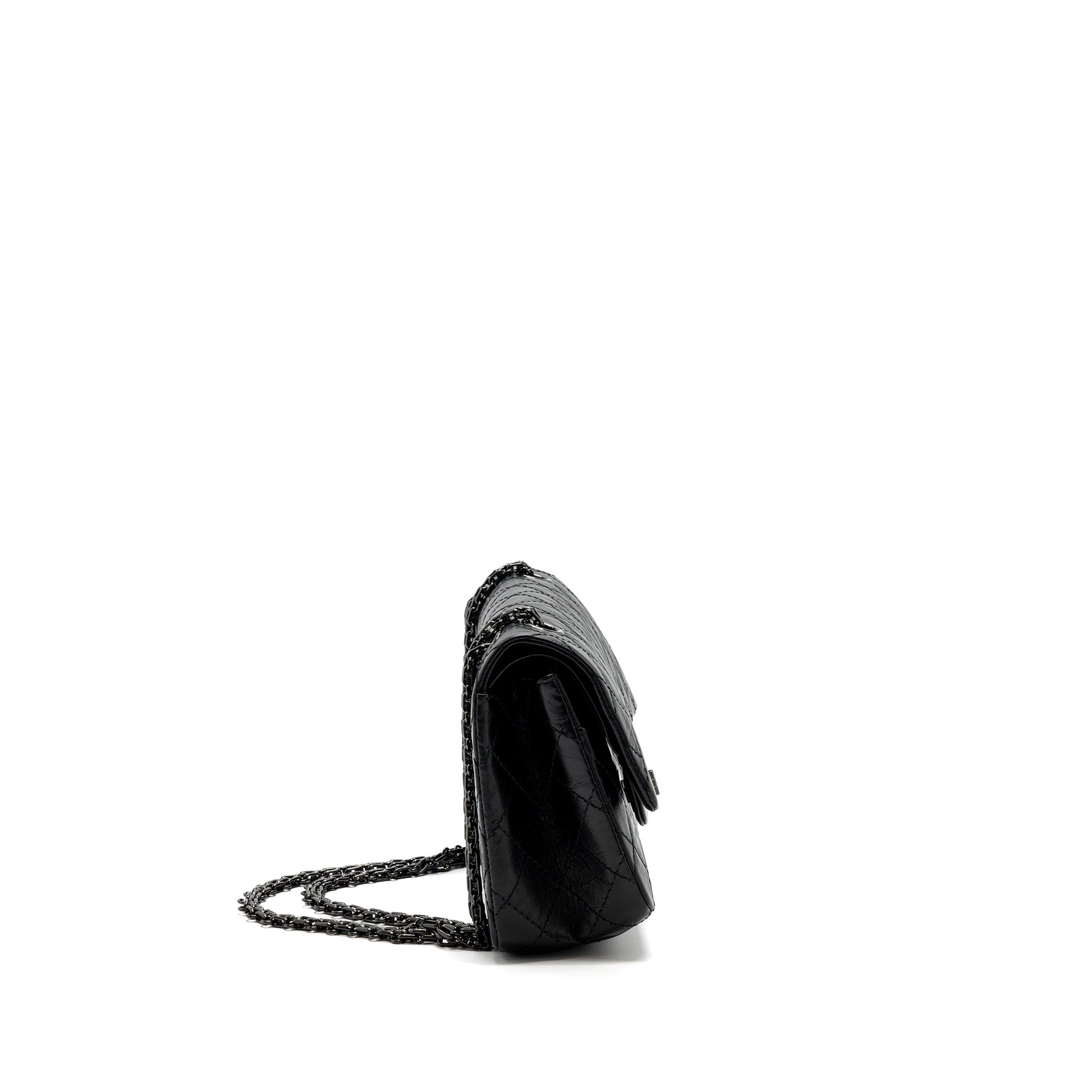 Chanel 2.55 225 Reissue Flap Aged Calfskin Black Small Shoulder Bag Hardware Microchip