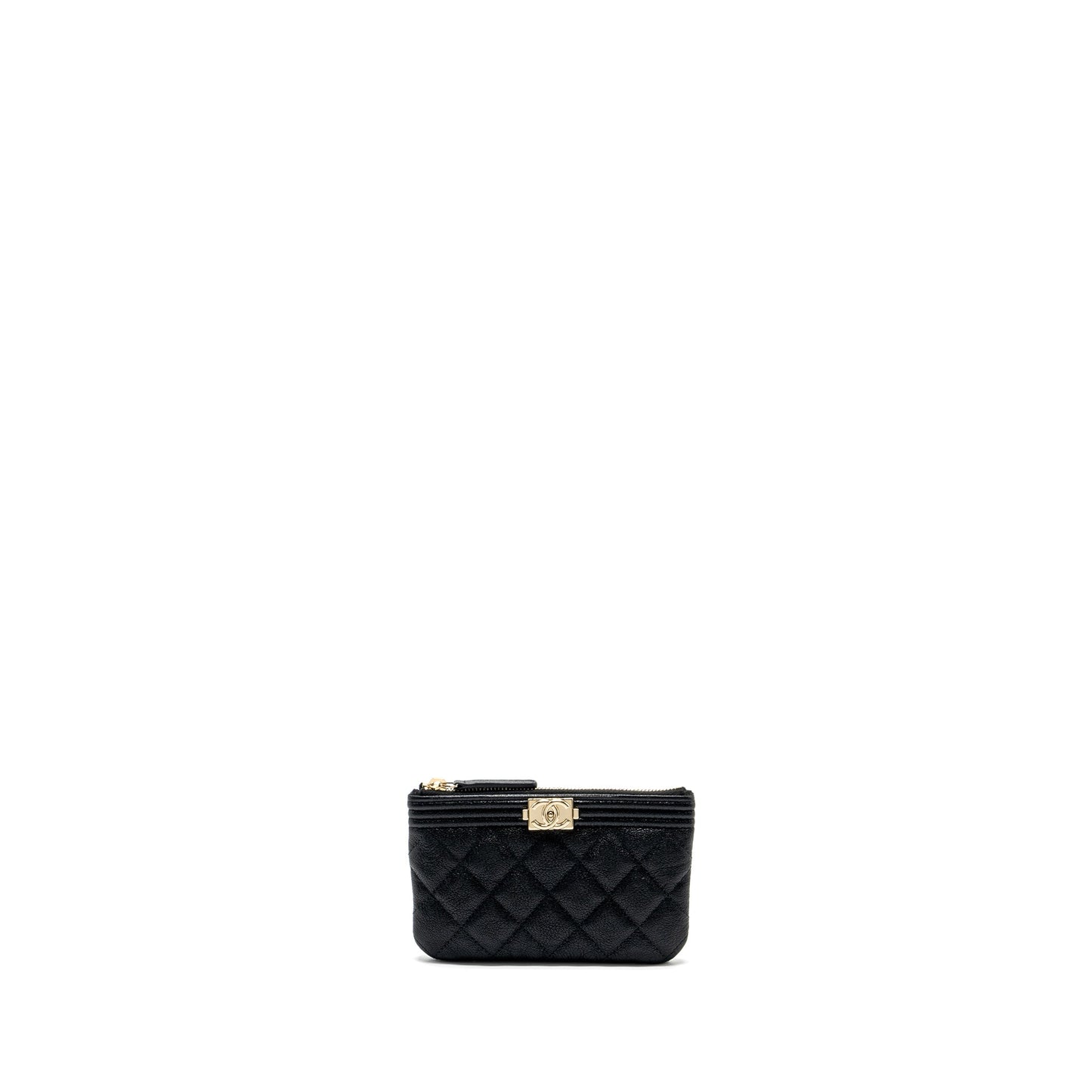 Chanel Boy Zip Shiny Grained Calfskin GHW Black Small Handbag