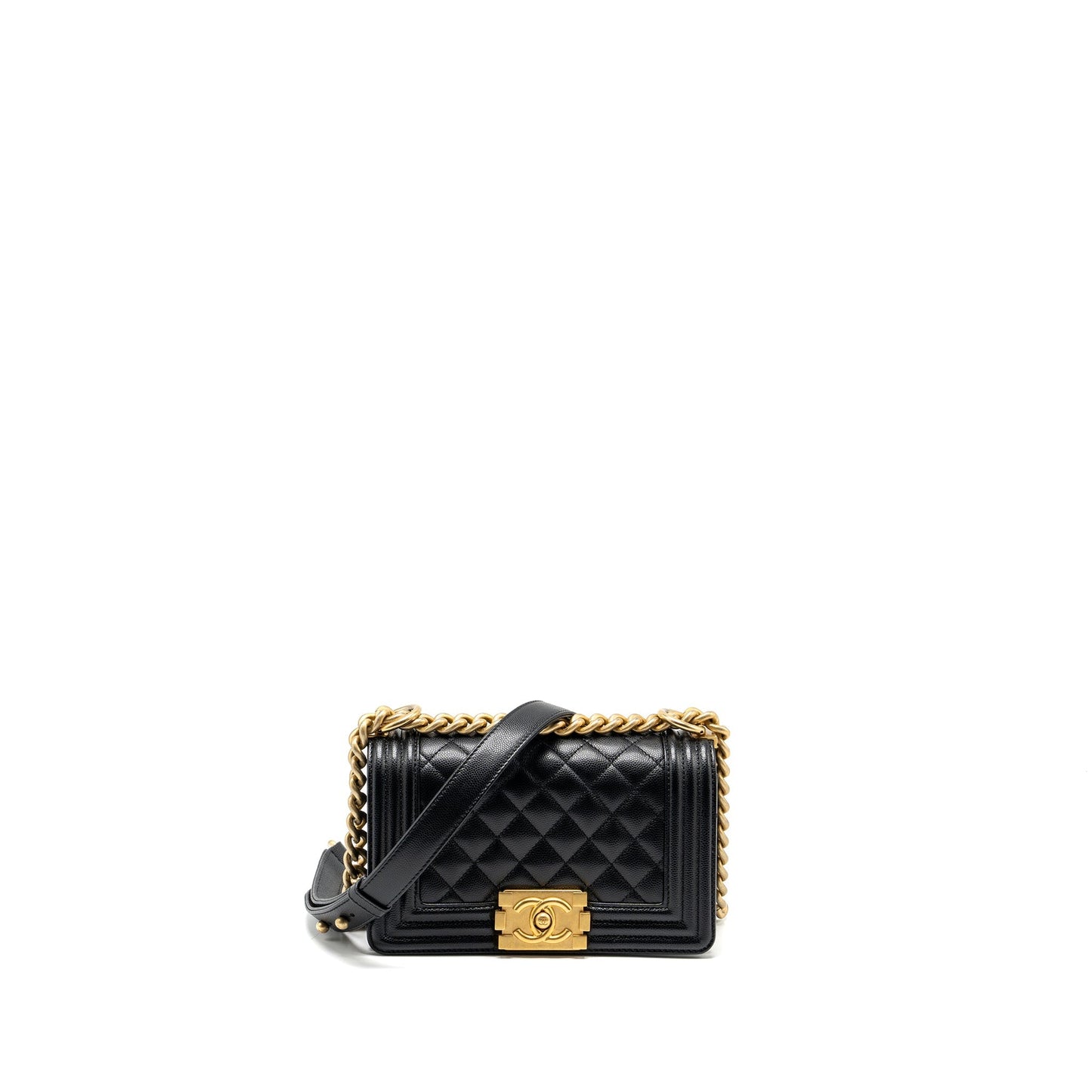 Chanel boy caviar GHW Microchip Black Small Handbag Ghw Microchip