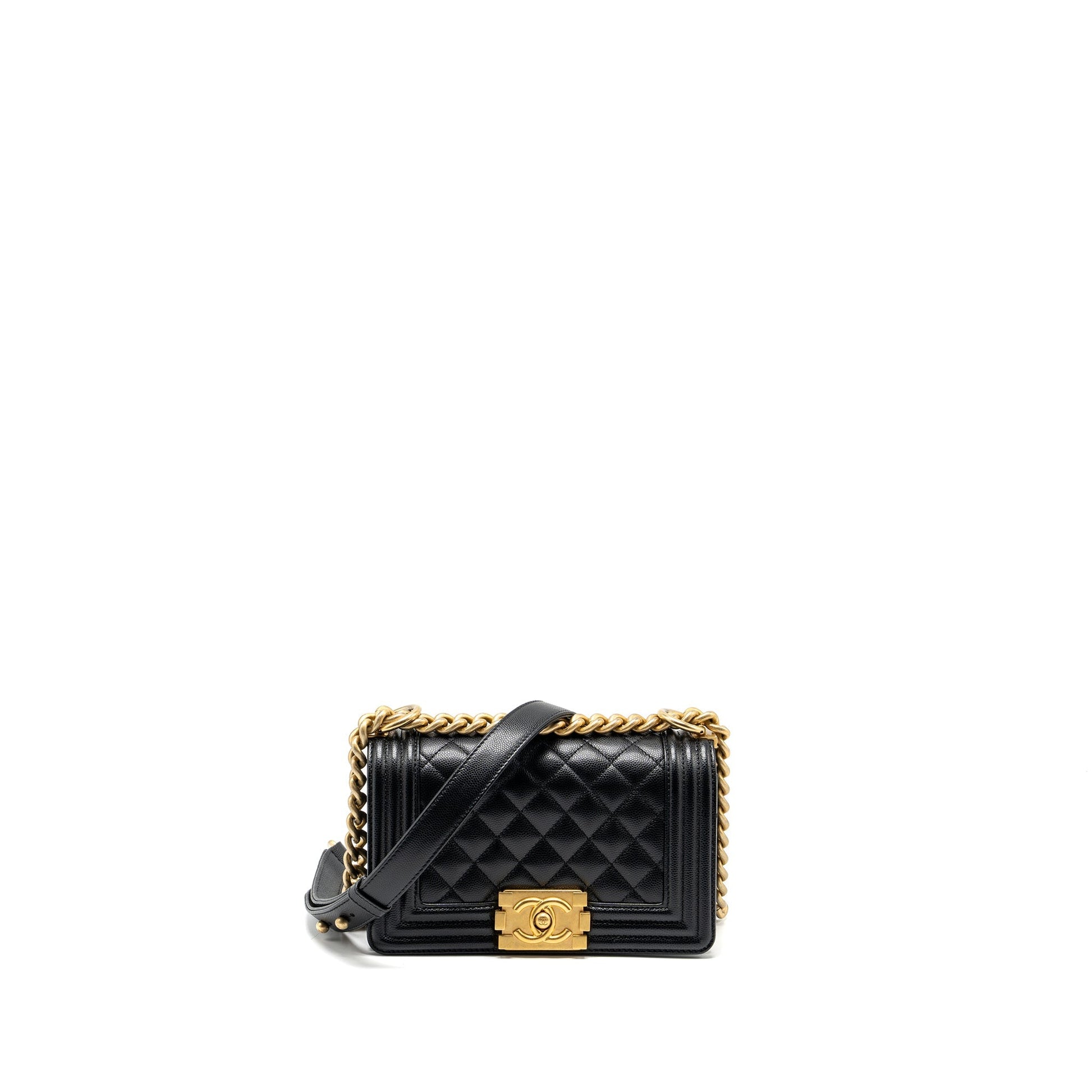 Chanel boy caviar GHW Microchip Black Small Handbag Ghw Microchip