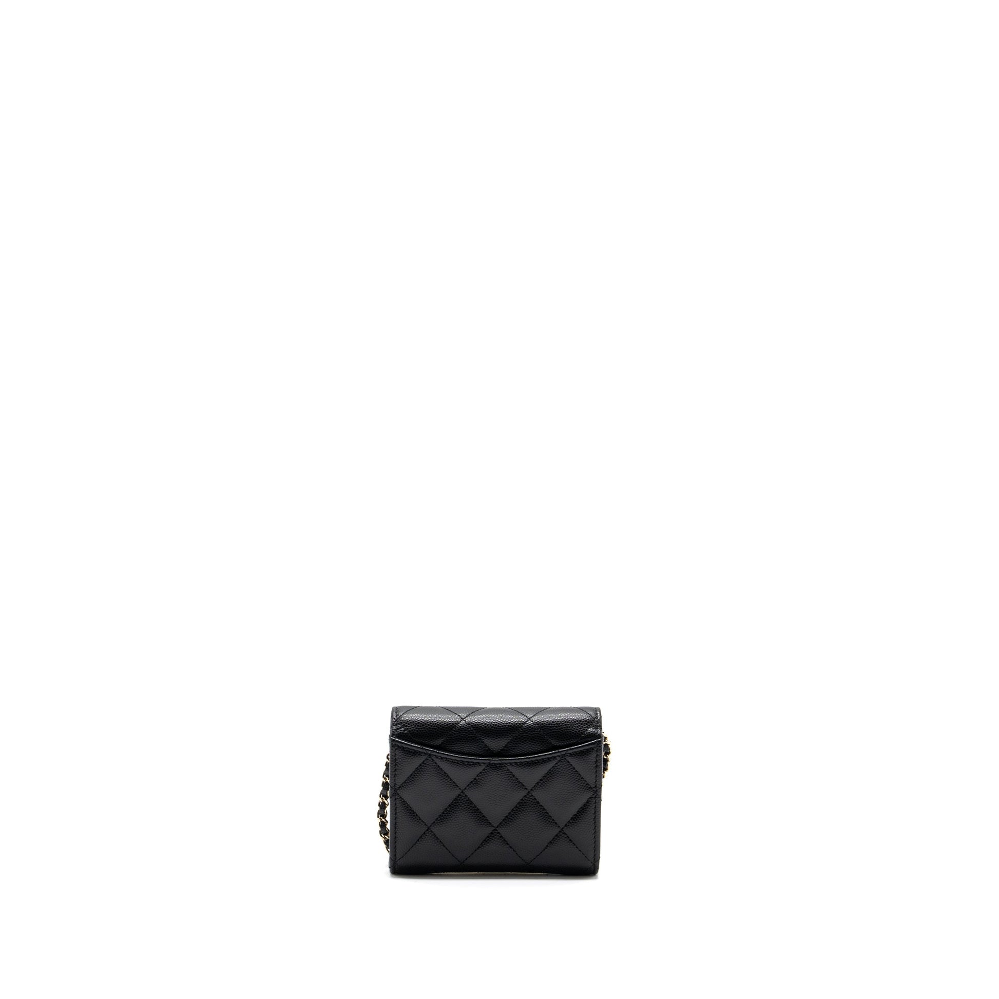 Chanel Card Holder Caviar LGHW Black Wallet Case