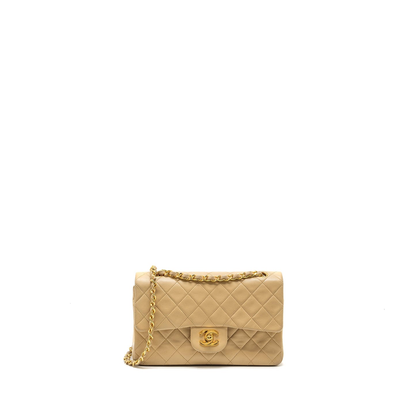 Chanel classic flap lambskin GHW Beige Small Shoulder Bag