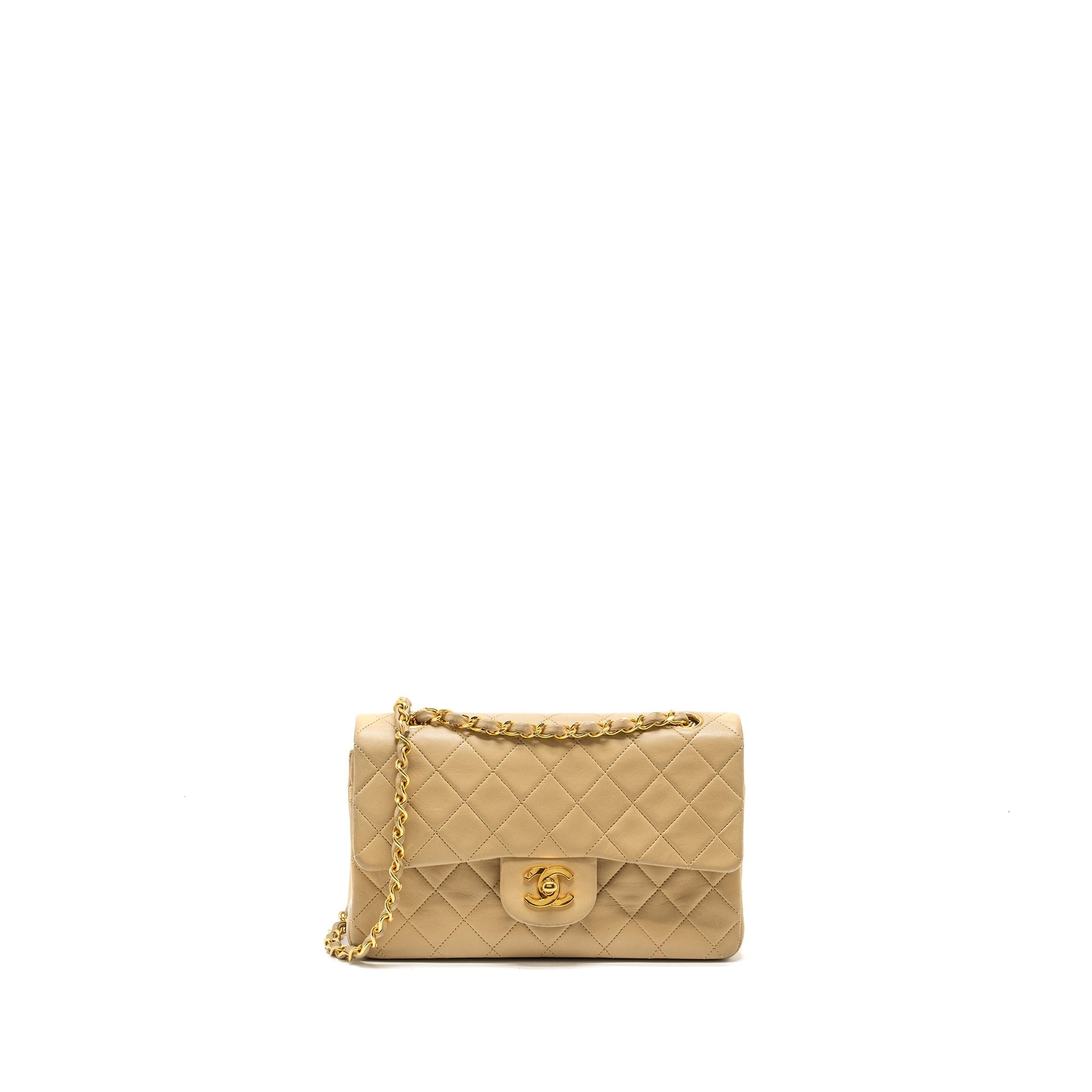 Chanel classic flap lambskin GHW Beige Small Shoulder Bag