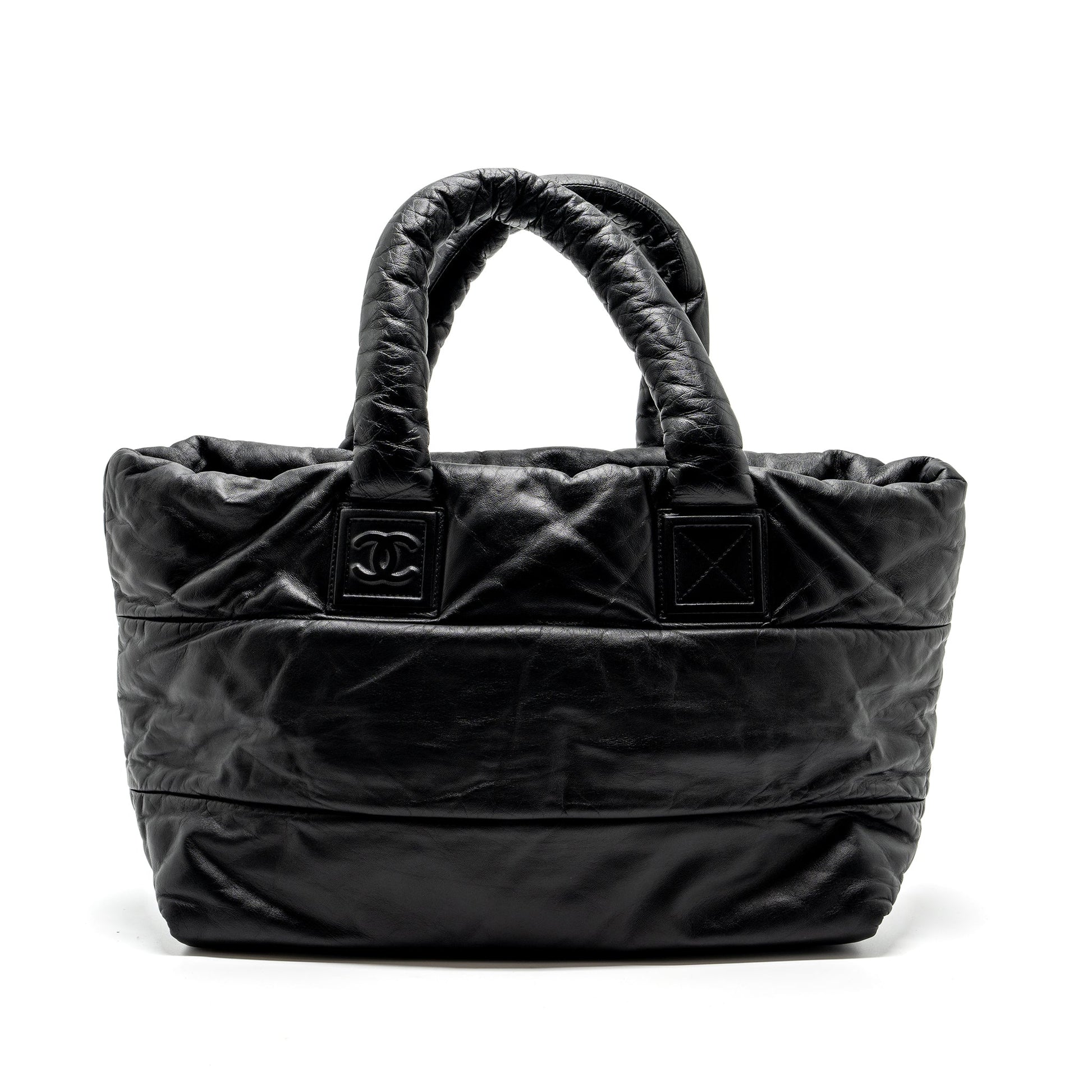 Chanel Puffy Down lambskin SHW Black Tote Bag