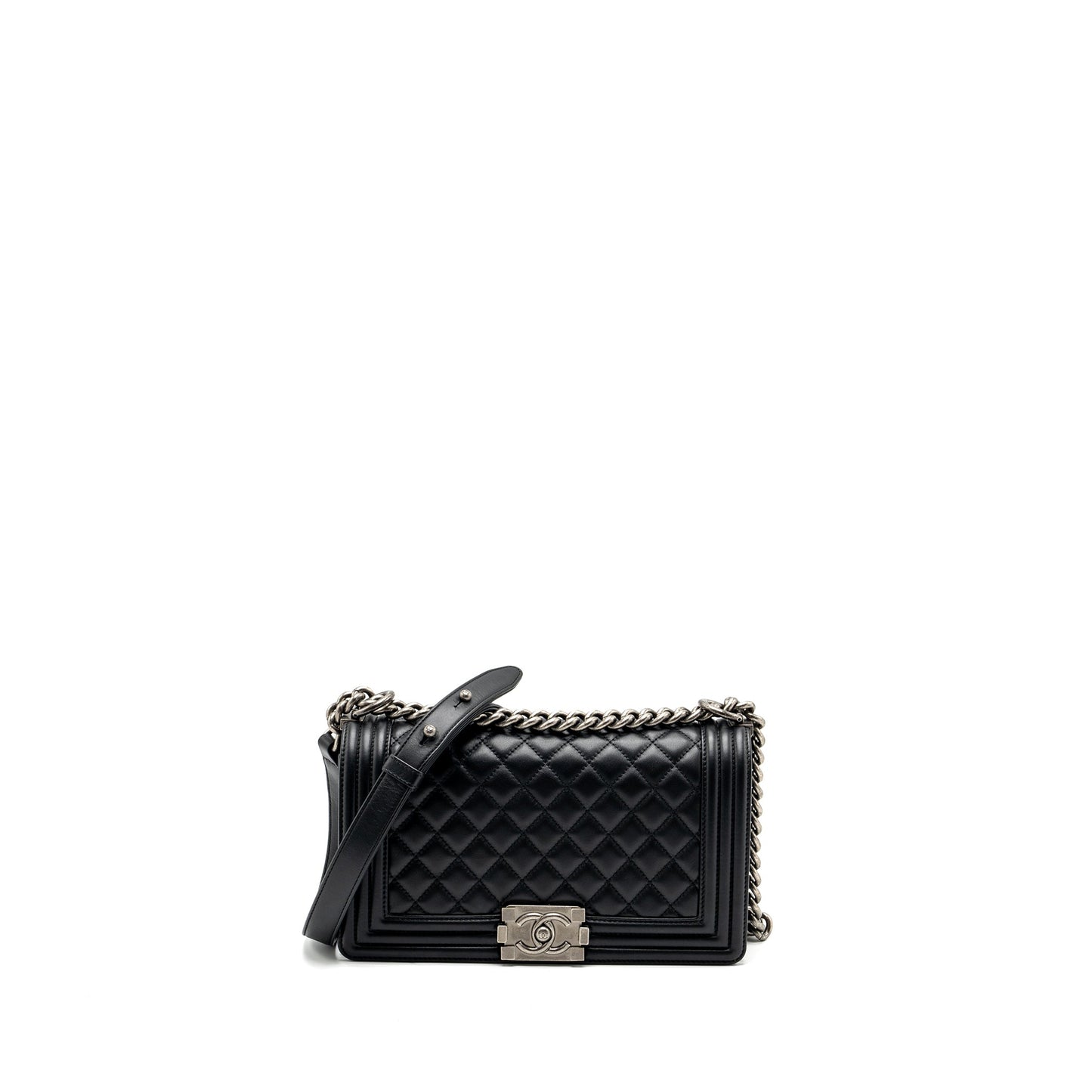 Chanel Boy lambskin ruthenium hardware Black Handbag