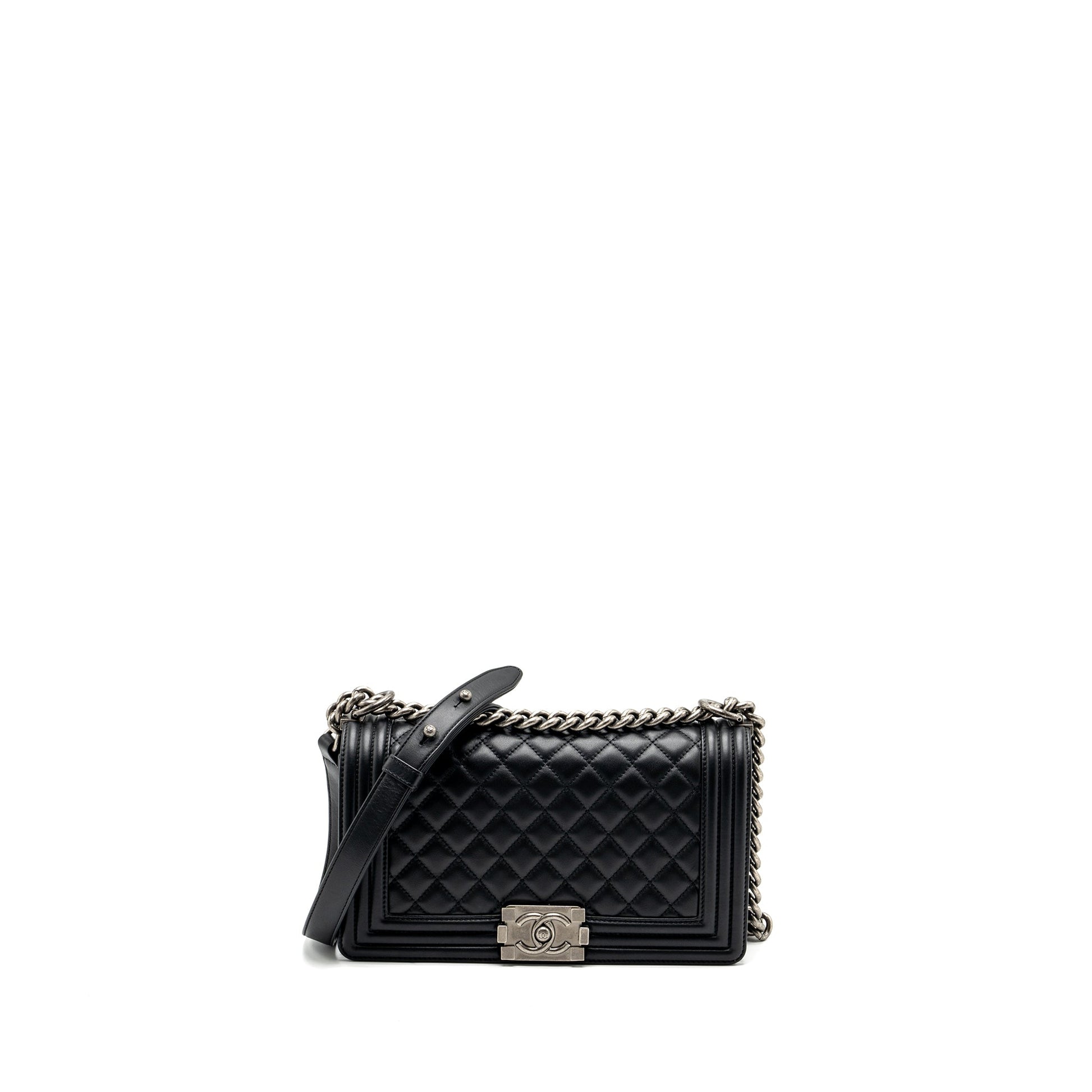 Chanel Boy lambskin ruthenium hardware Black Handbag