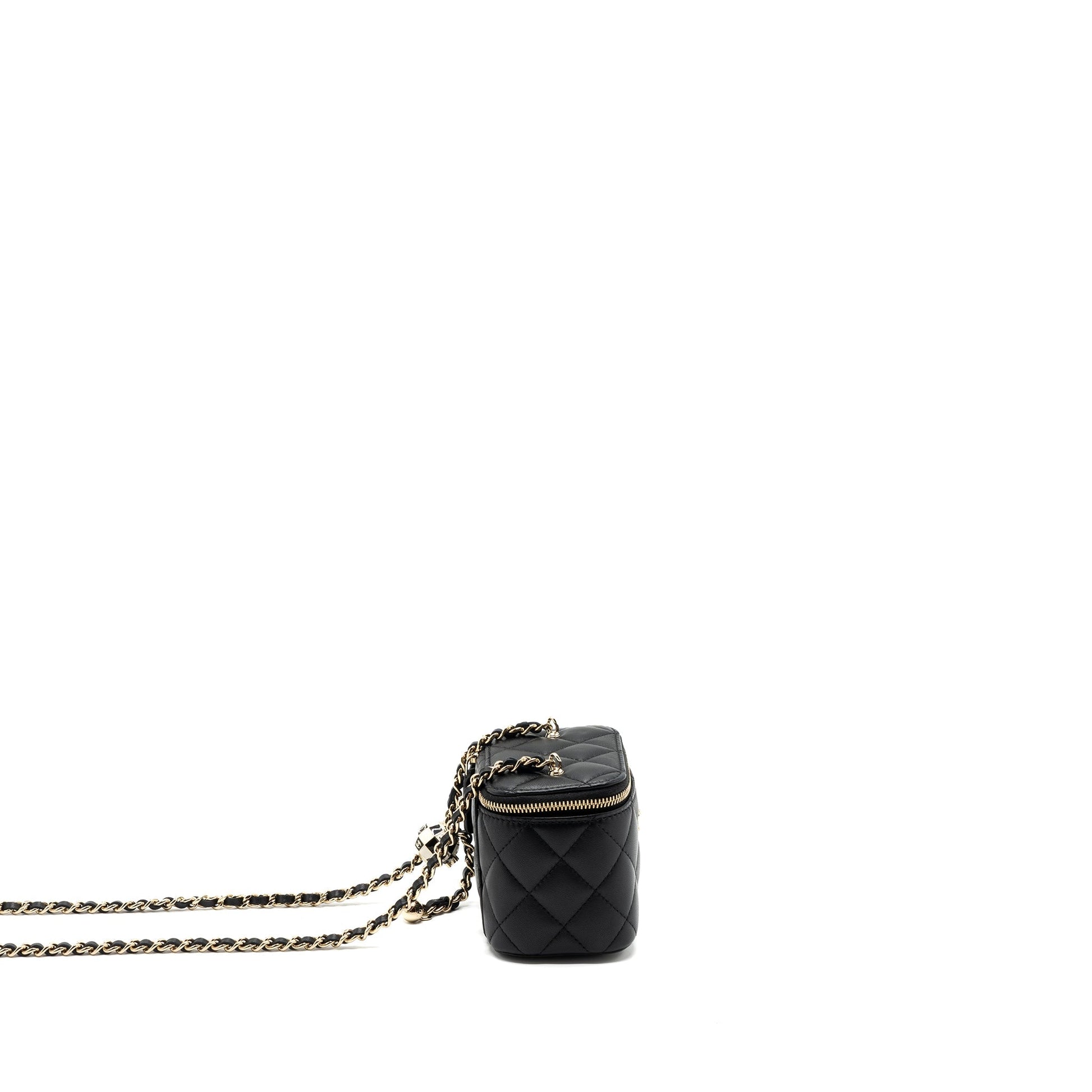 Chanel Pearl Crush Vanity Lambskin LGHW microchip Black Mini Bag