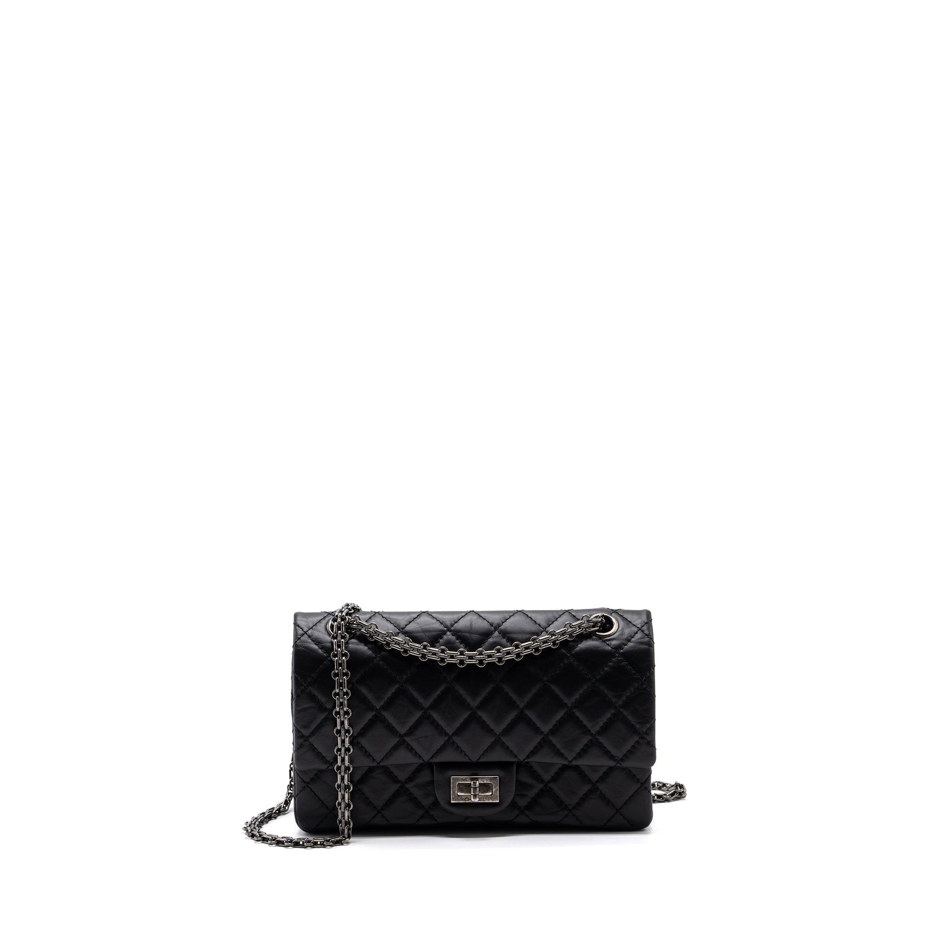 Chanel 2.55 REISSUE FLAP AGED CALFSKIN HARDWARE Black Small Shoulder Bag