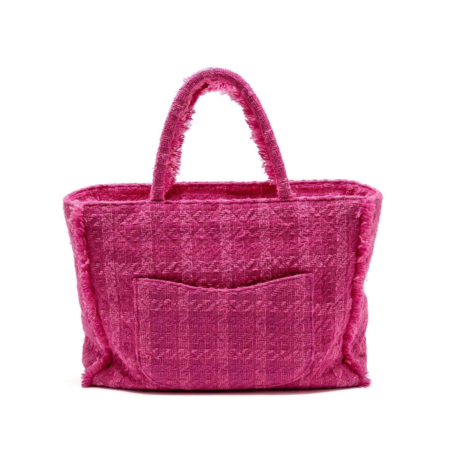 Chanel Letter Logo Zipped Shopping Tweed GHW Pink Handbag